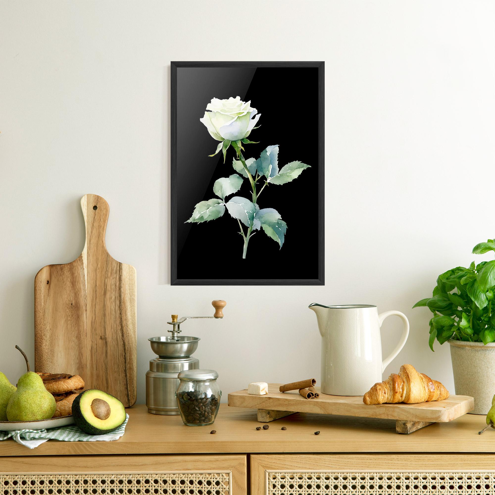 Gerahmte Poster White Rose mockup 8