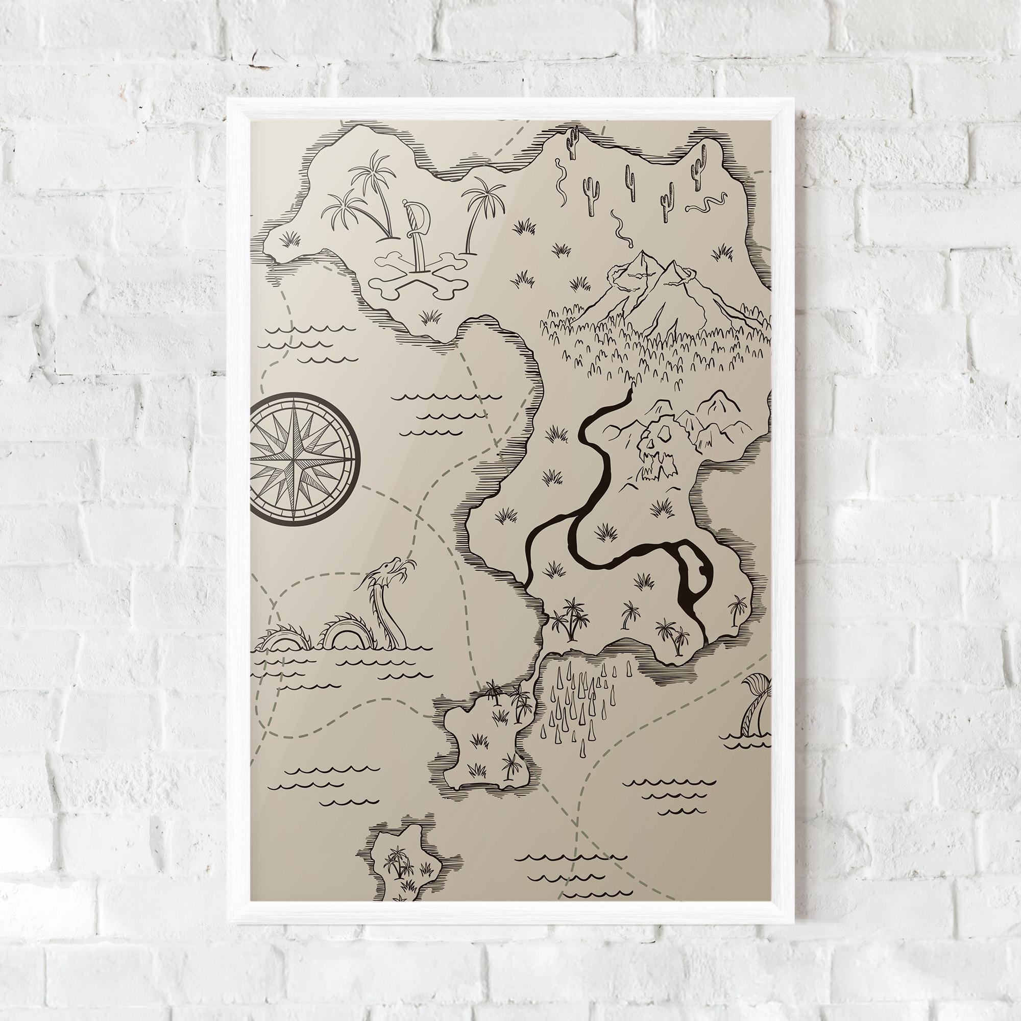 Gerahmte Poster Cream Island Map mockup 0