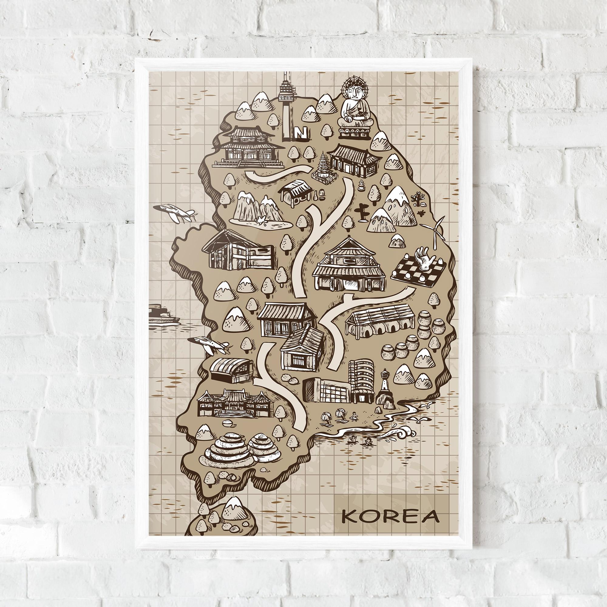 Gerahmte Poster Old Korea Map mockup 0