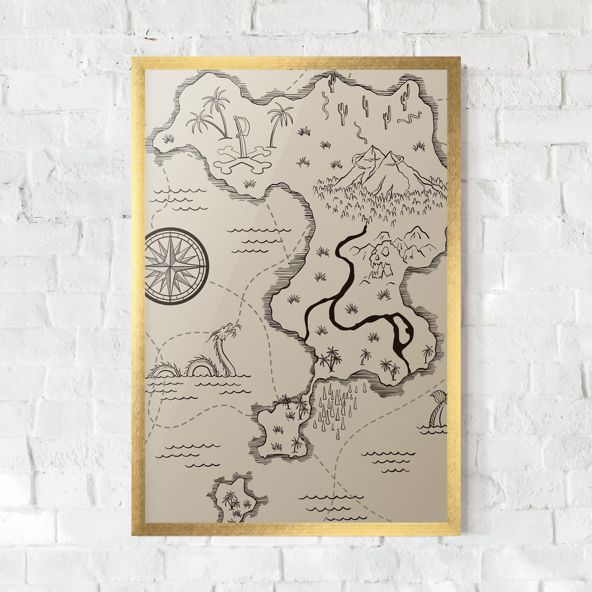 Gerahmte Poster Cream Island Map mockup 0