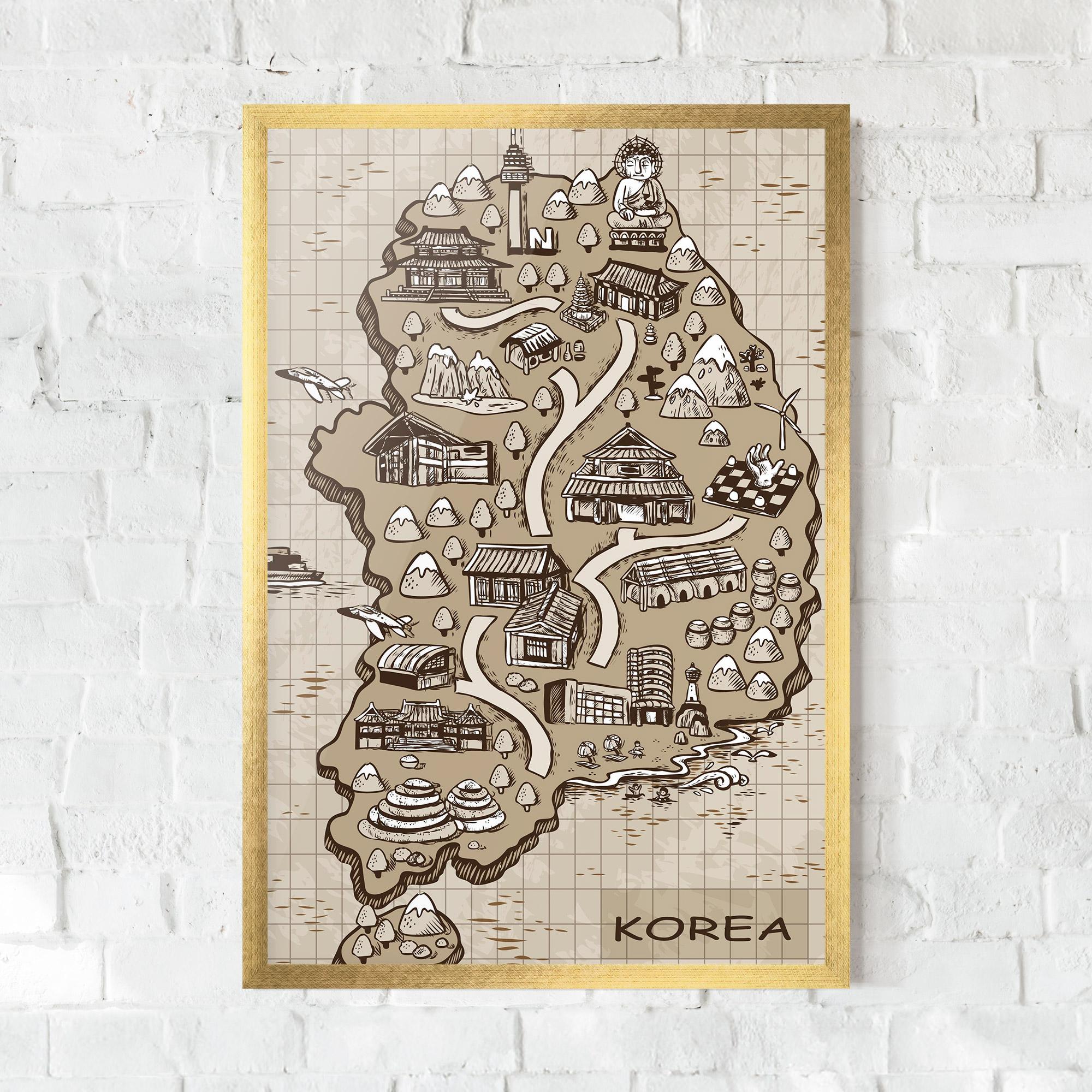Gerahmte Poster Old Korea Map mockup 0