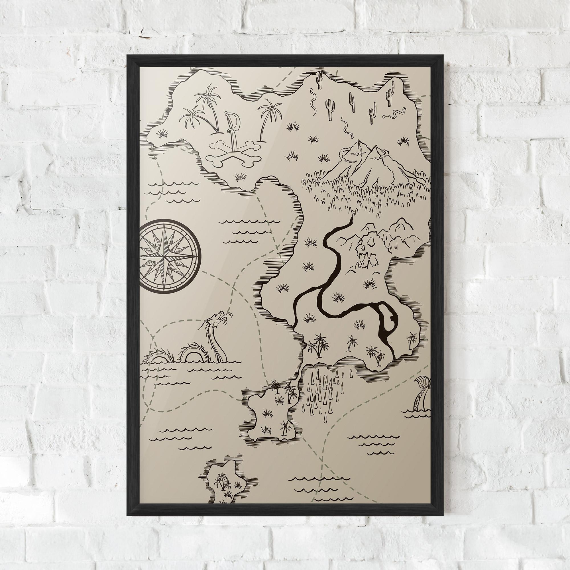 Gerahmte Poster Cream Island Map mockup 0