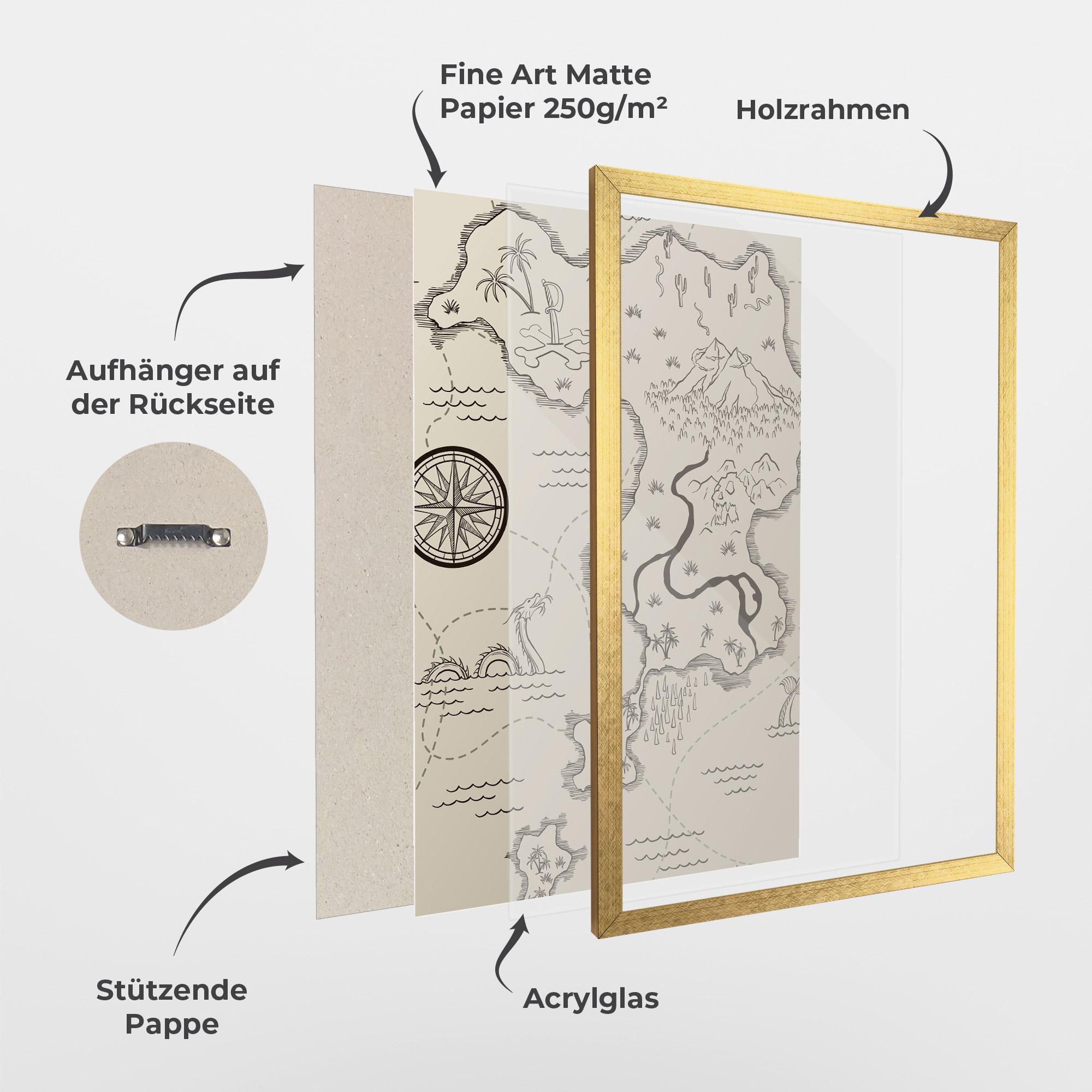Gerahmte Poster Cream Island Map mockup 1