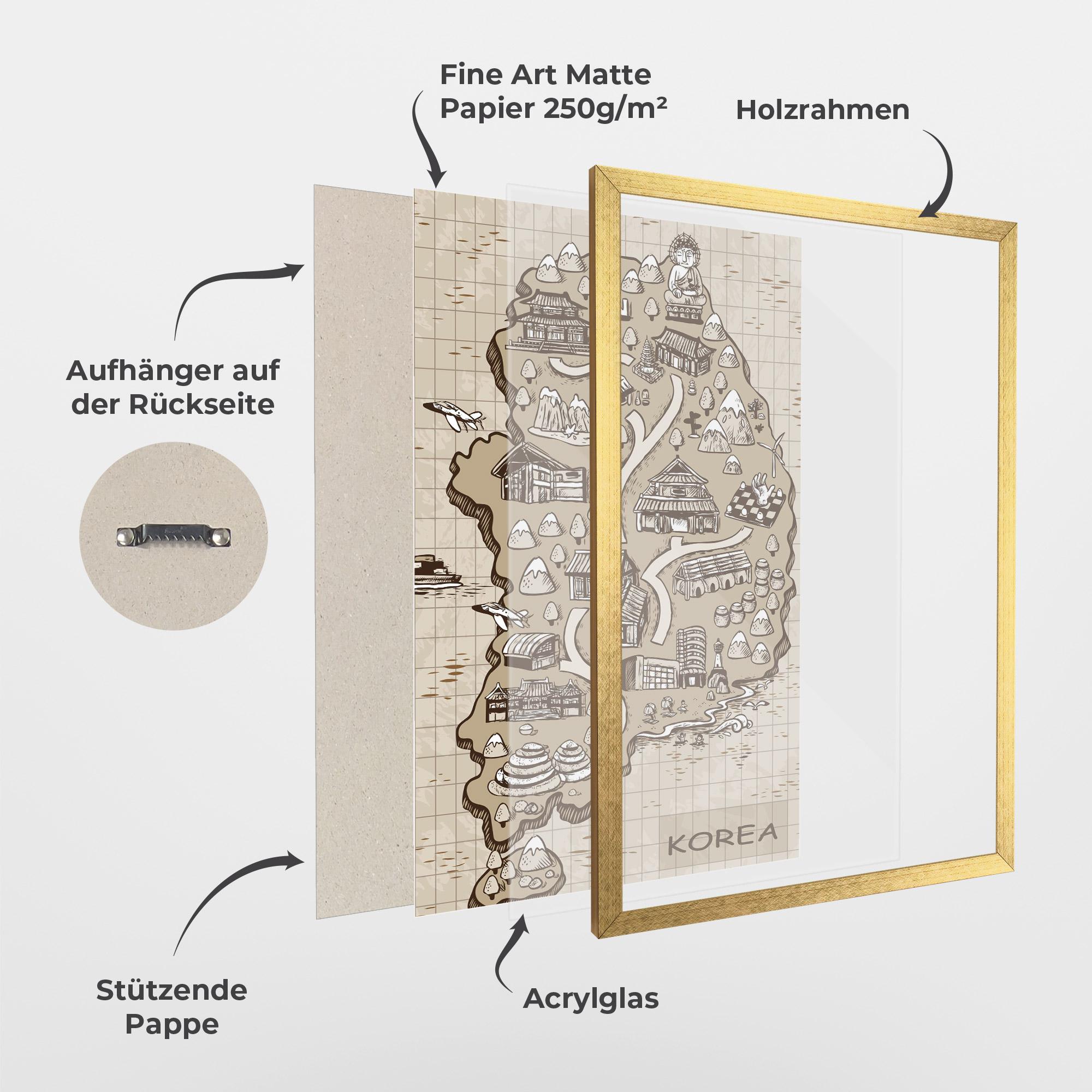 Gerahmte Poster Old Korea Map mockup 1