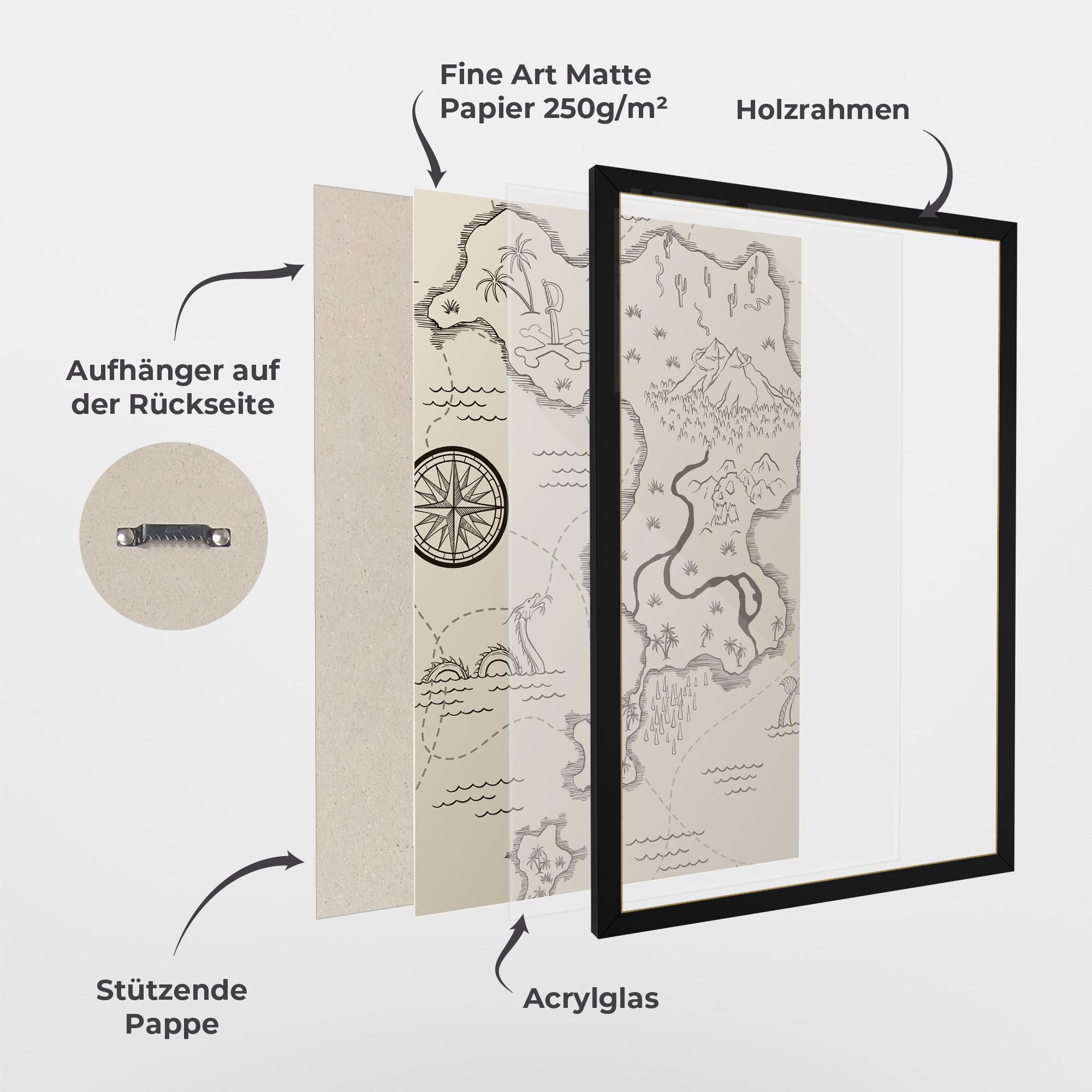 Gerahmte Poster Cream Island Map mockup 1