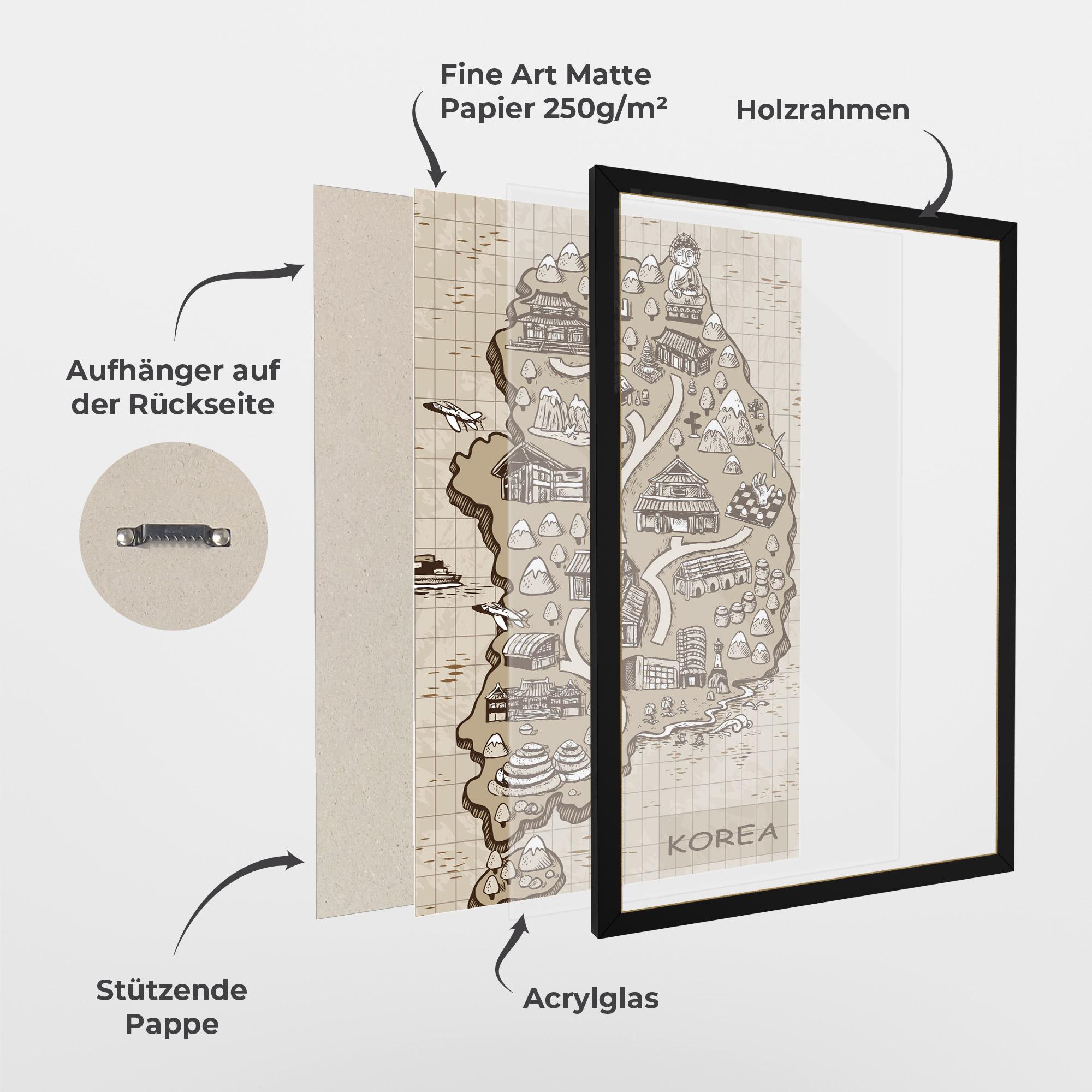 Gerahmte Poster Old Korea Map mockup 1