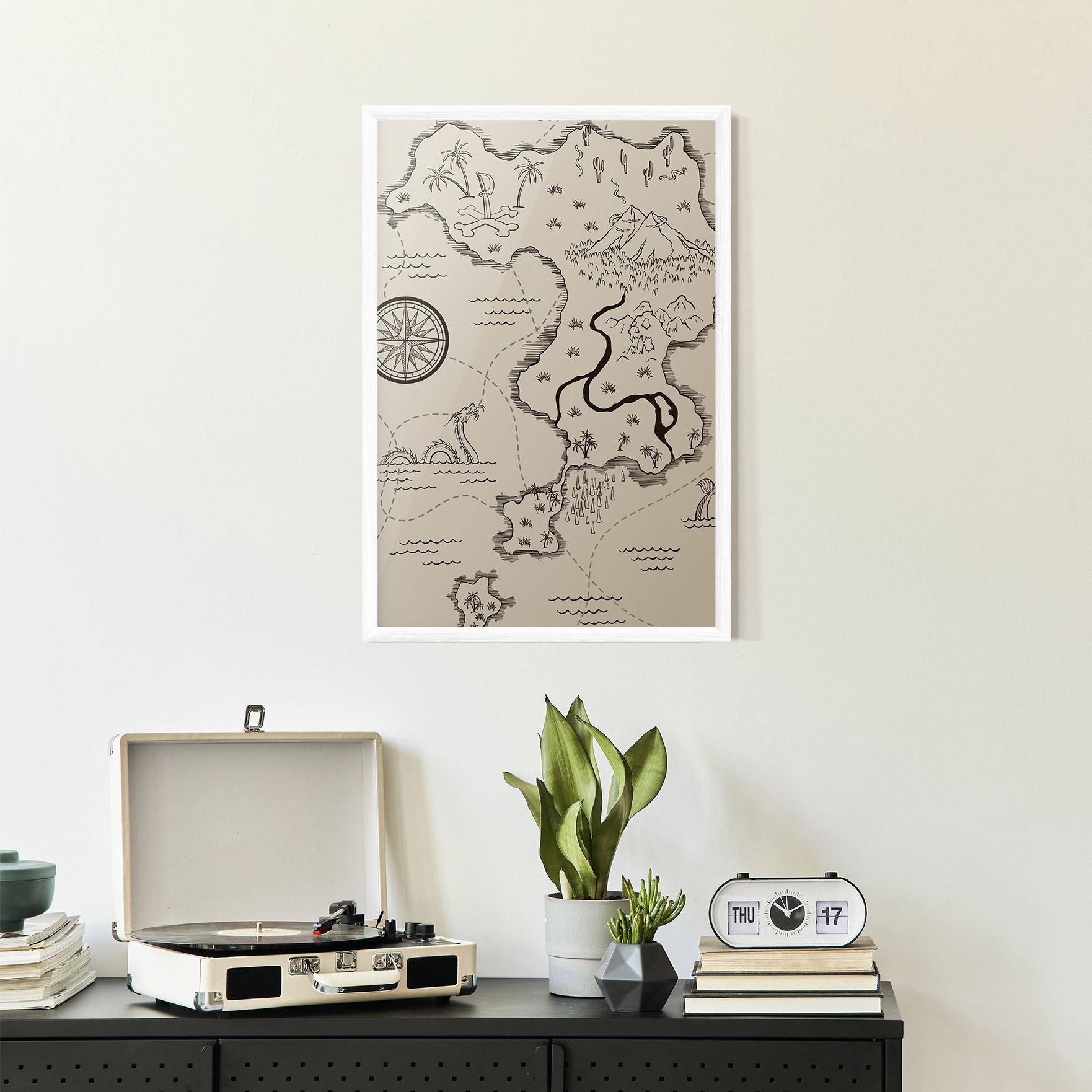 Gerahmte Poster Cream Island Map mockup 2
