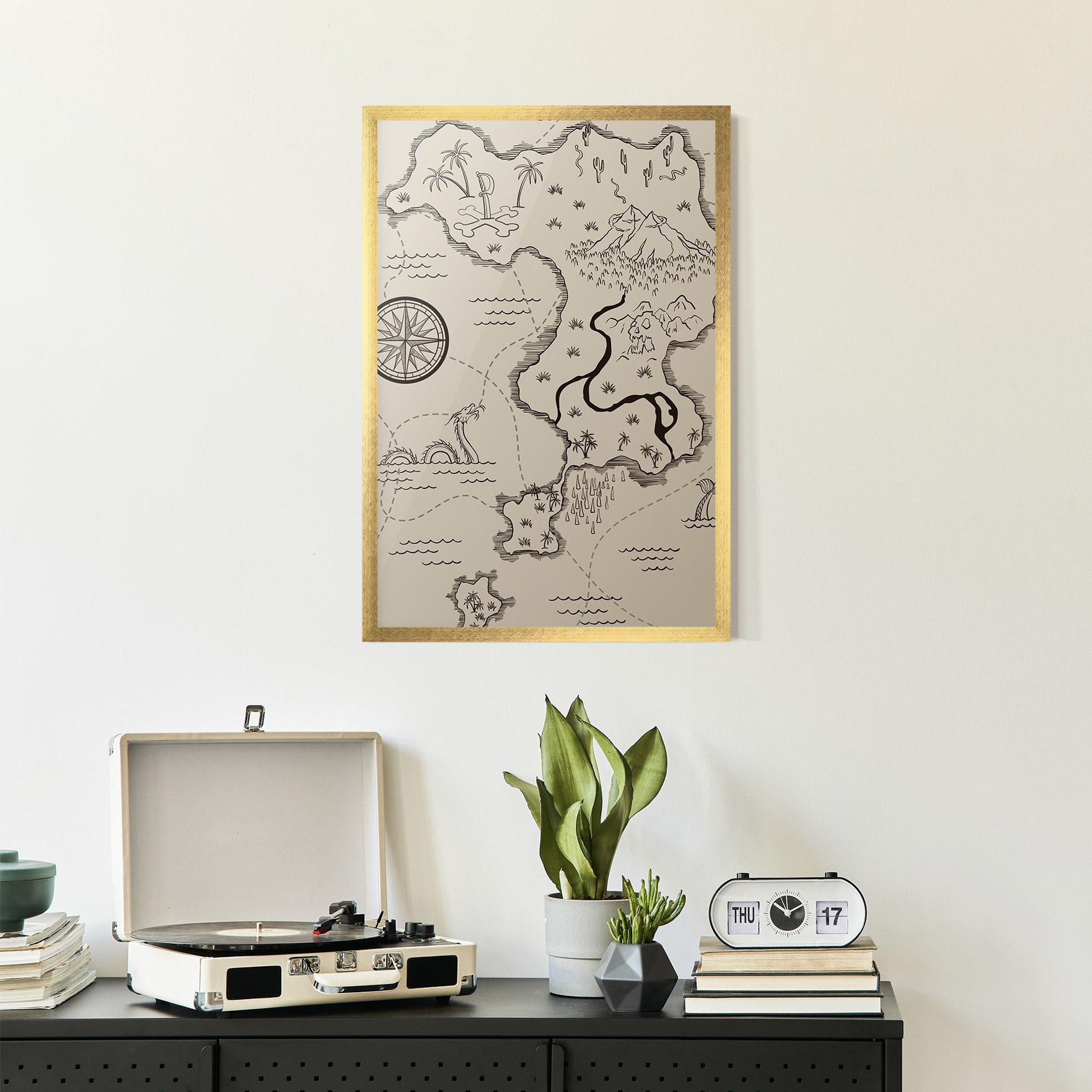 Gerahmte Poster Cream Island Map mockup 2