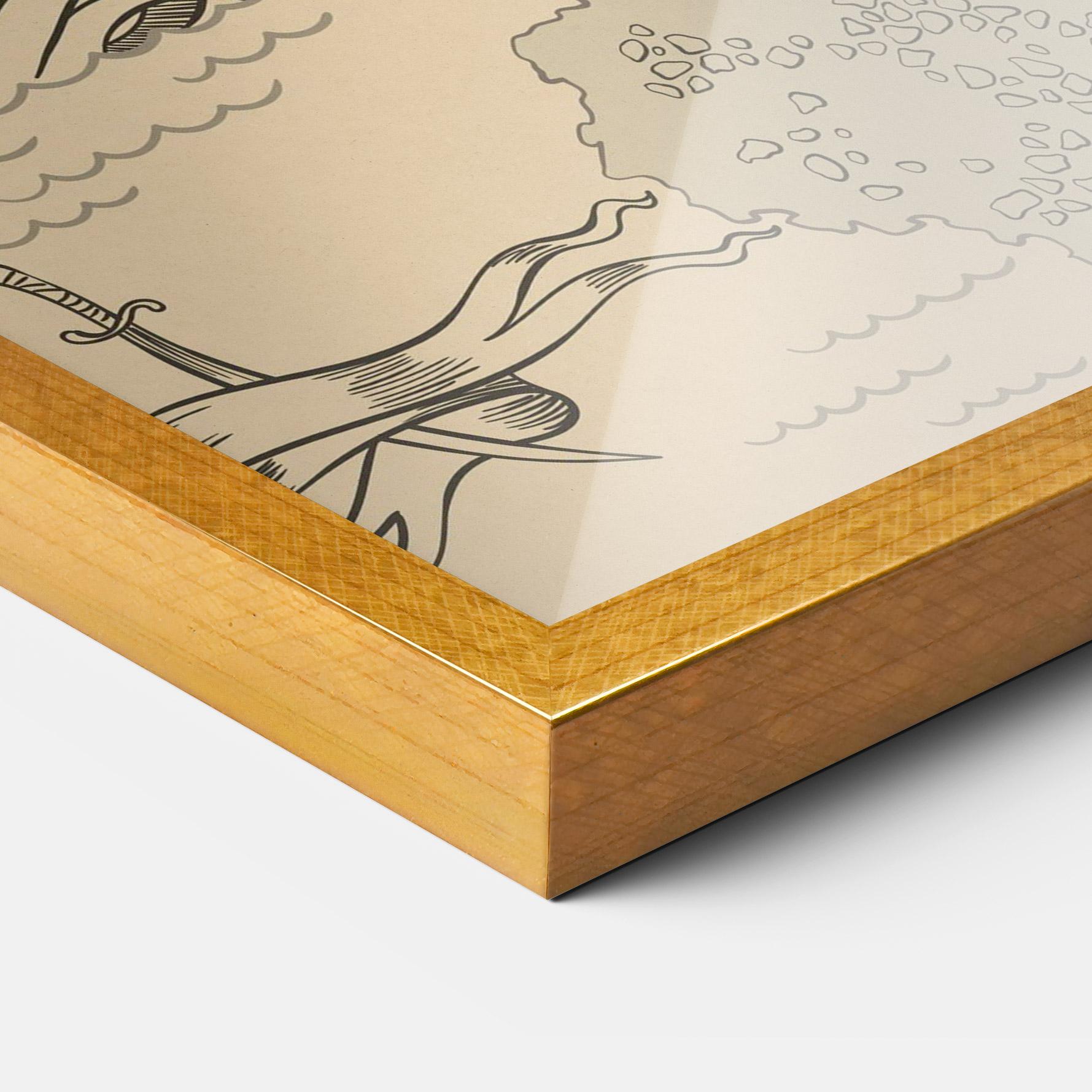 Gerahmte Poster Island Old Map mockup 3