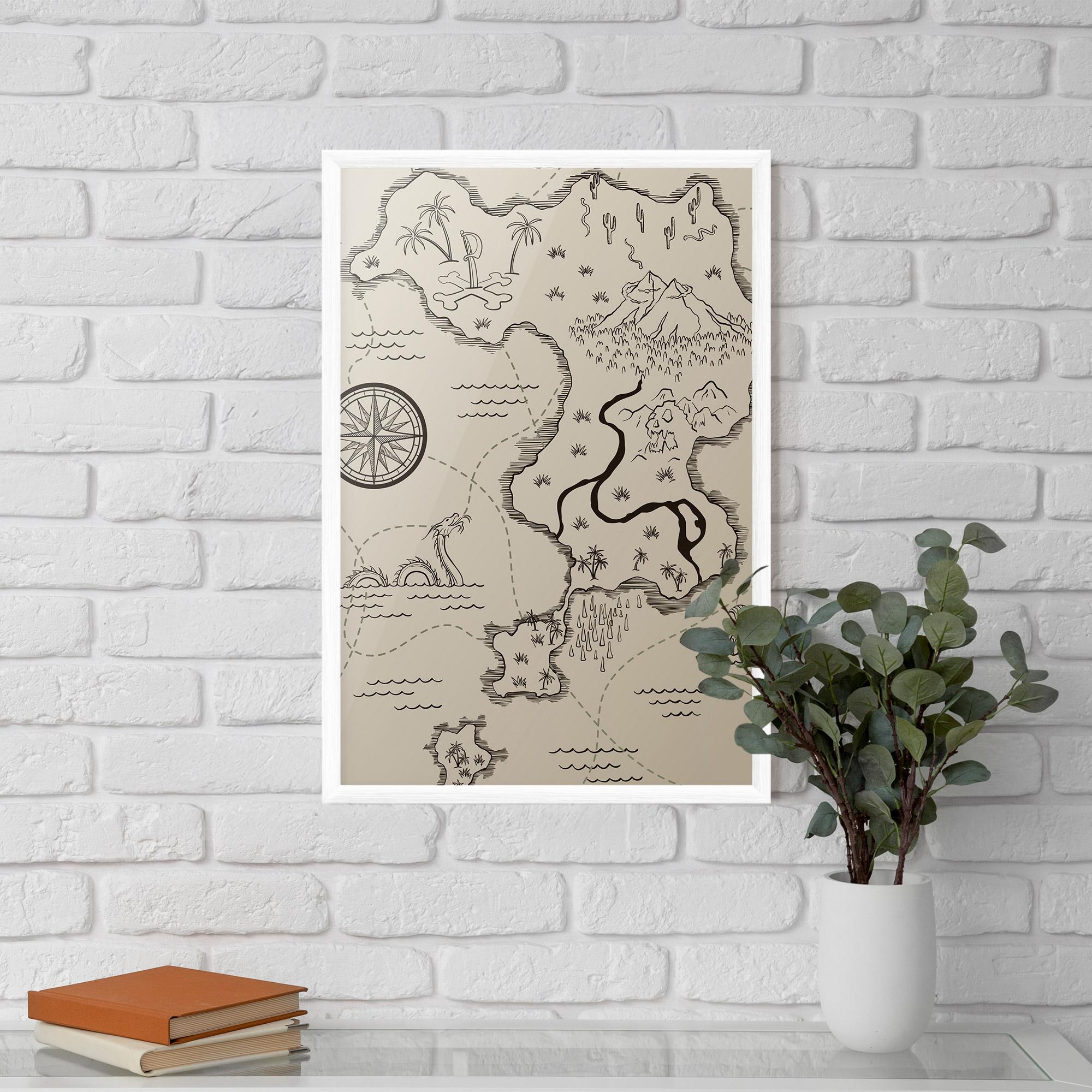 Gerahmte Poster Cream Island Map mockup 5