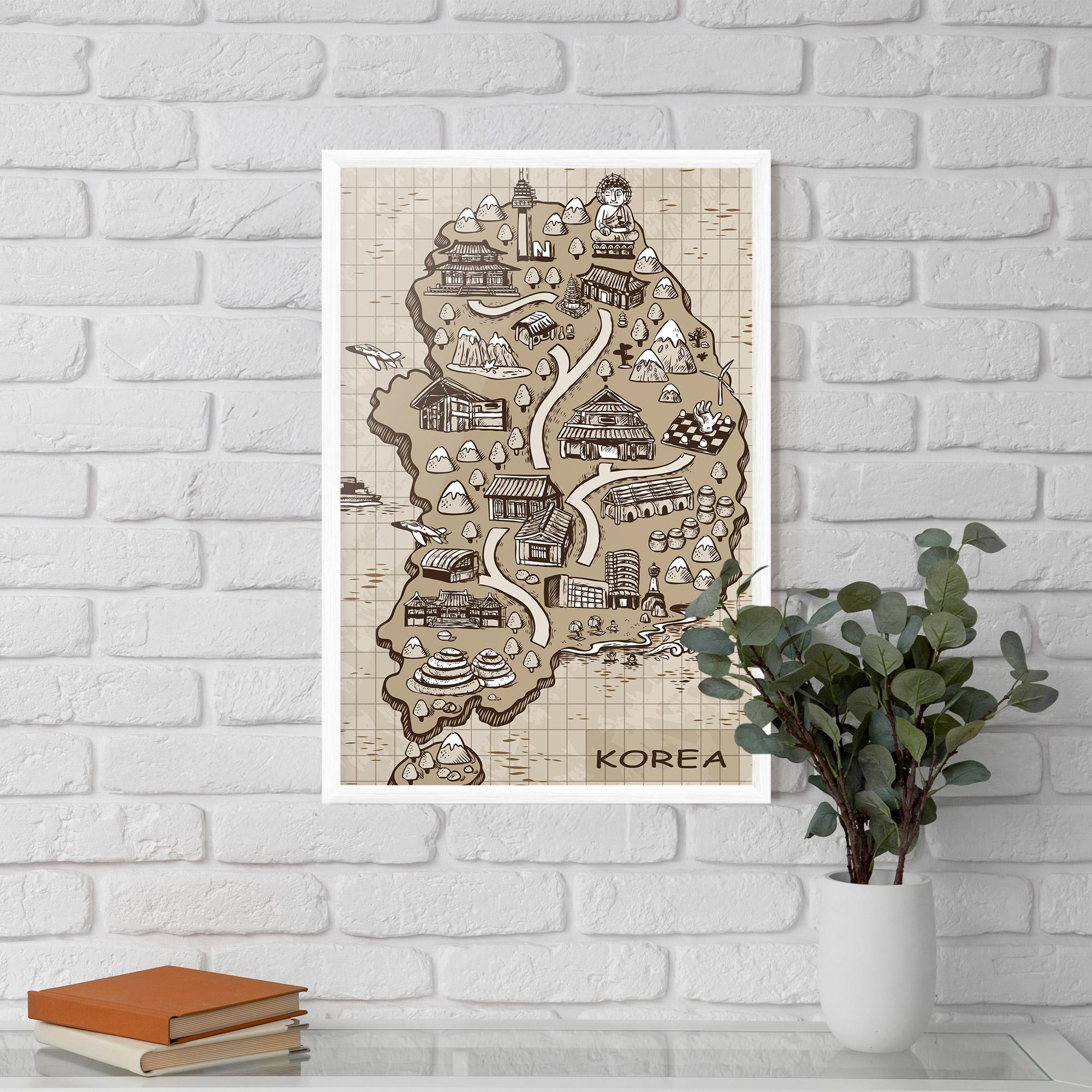 Gerahmte Poster Old Korea Map mockup 5