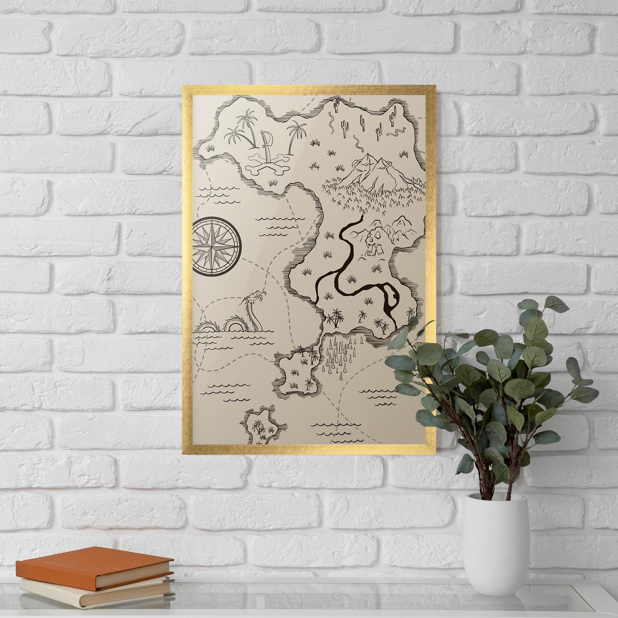 Gerahmte Poster Cream Island Map mockup 5