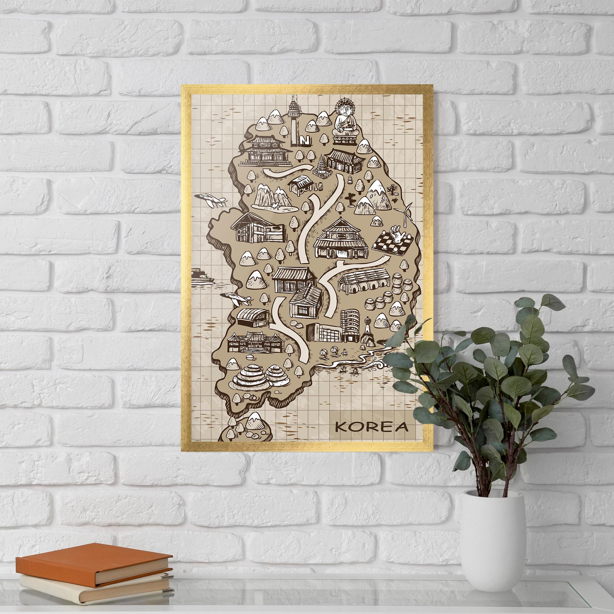 Gerahmte Poster Old Korea Map mockup 5