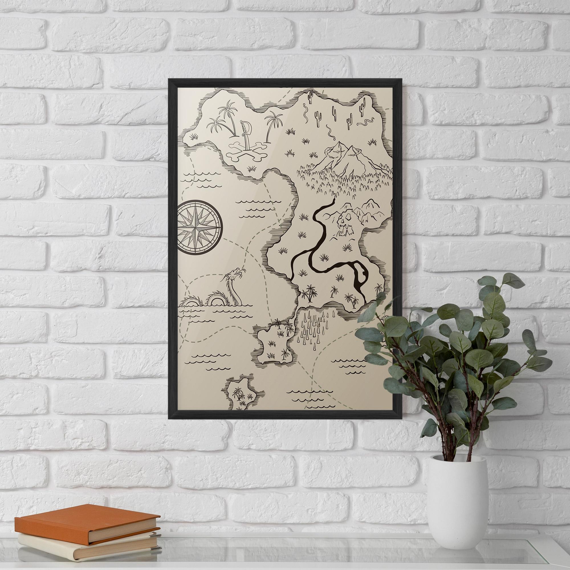 Gerahmte Poster Cream Island Map mockup 5