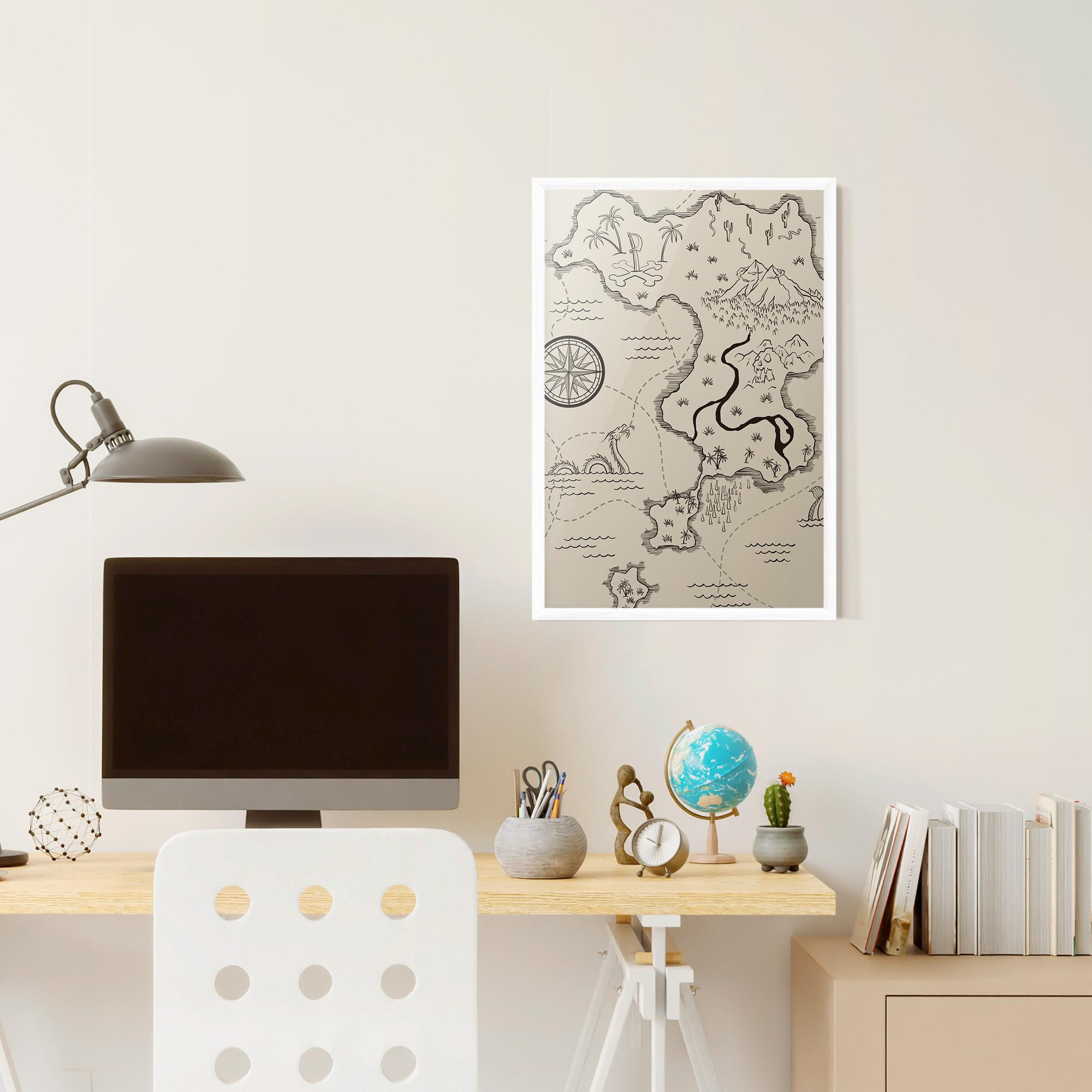 Gerahmte Poster Cream Island Map mockup 6