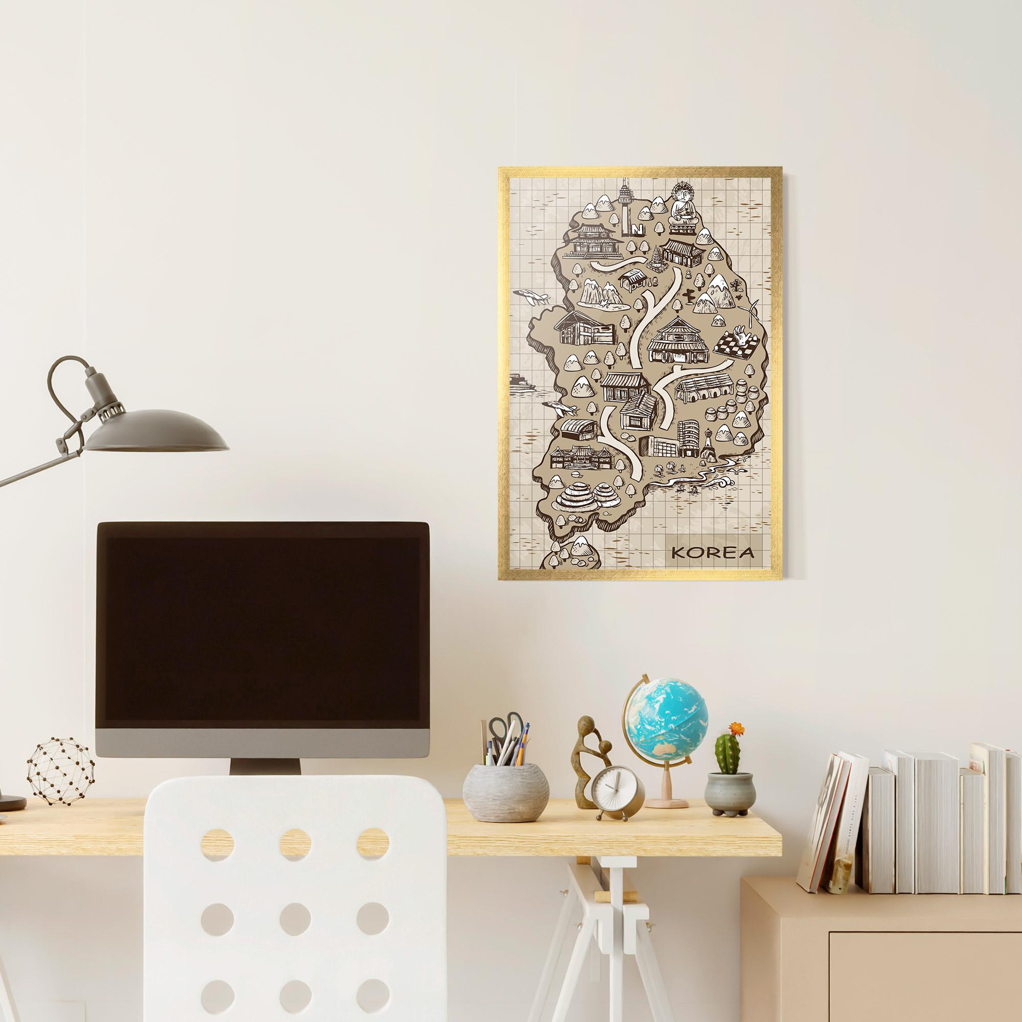 Gerahmte Poster Old Korea Map mockup 6