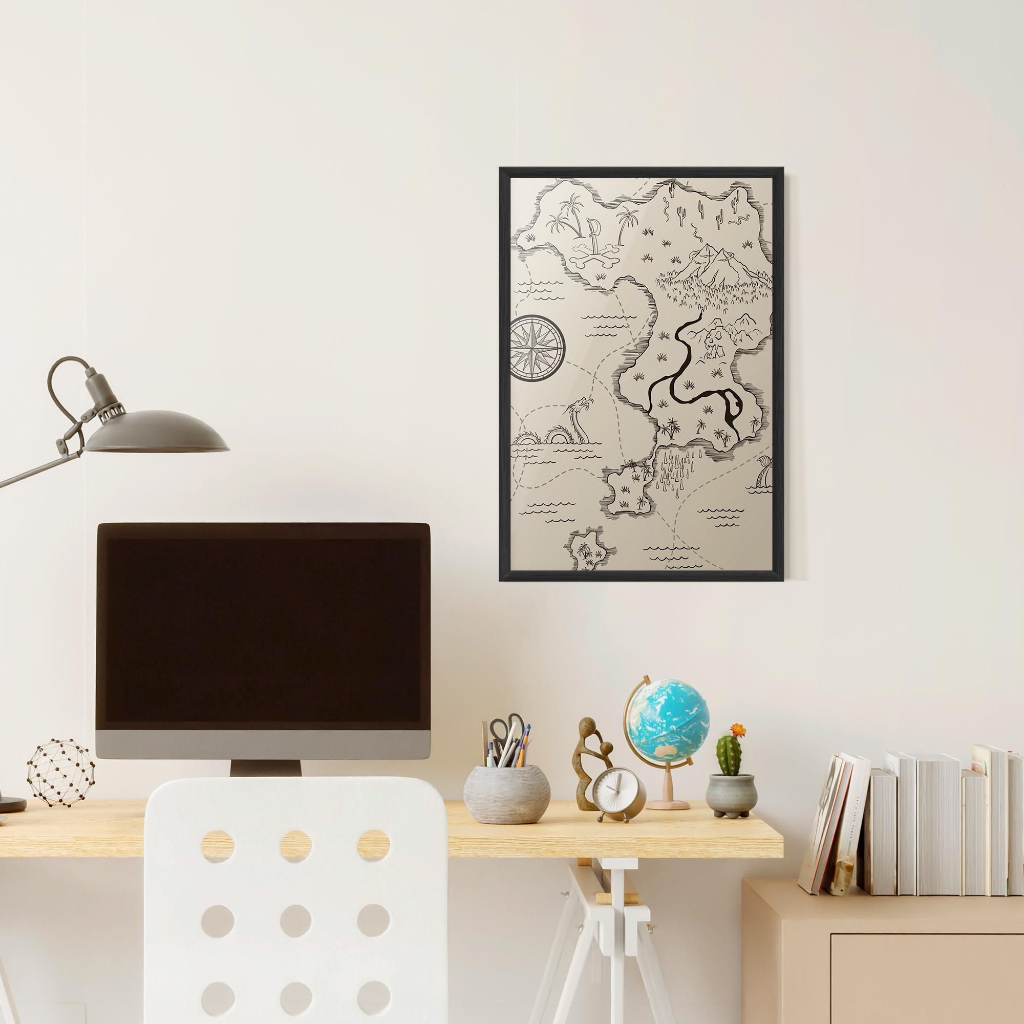 Gerahmte Poster Cream Island Map mockup 6