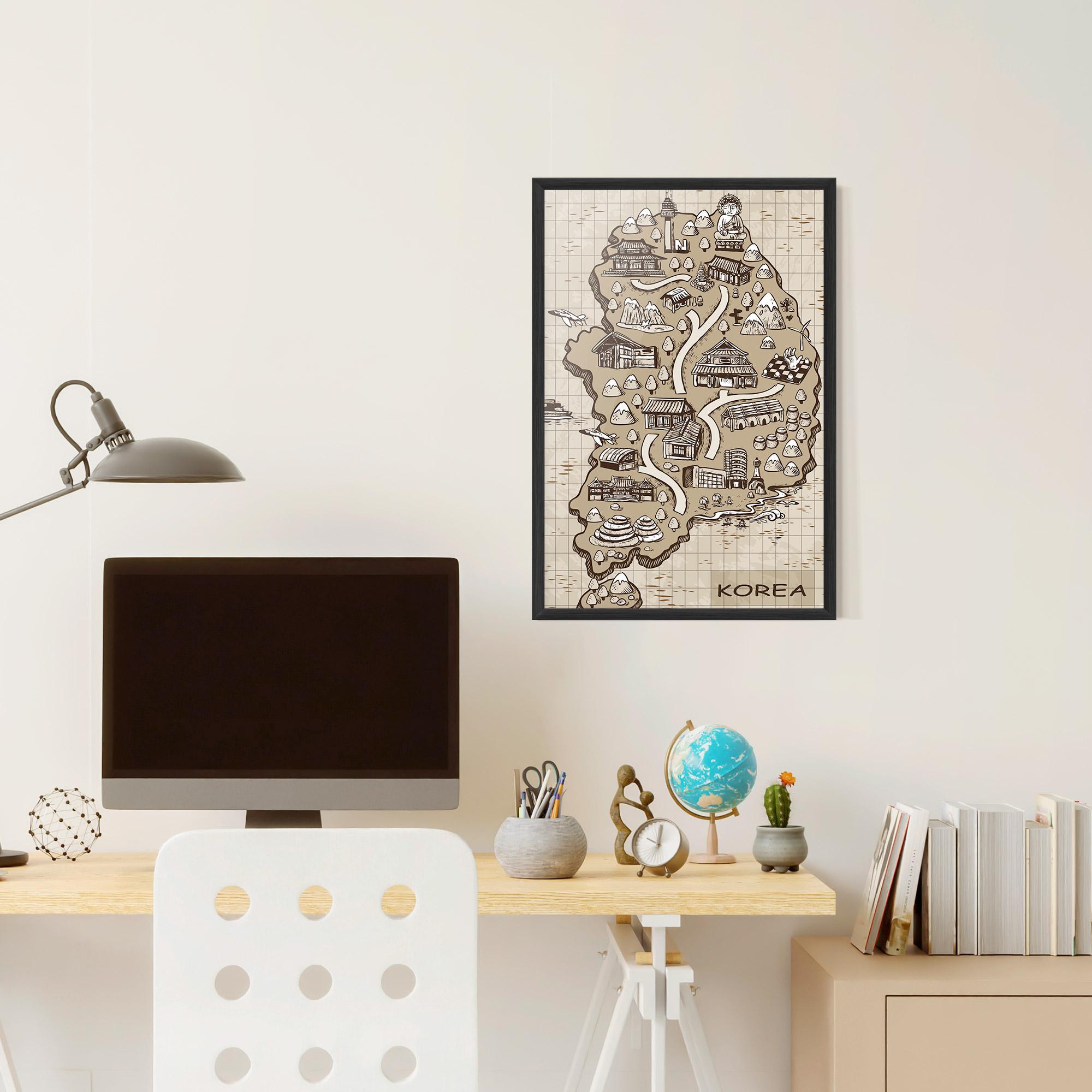 Gerahmte Poster Old Korea Map mockup 6