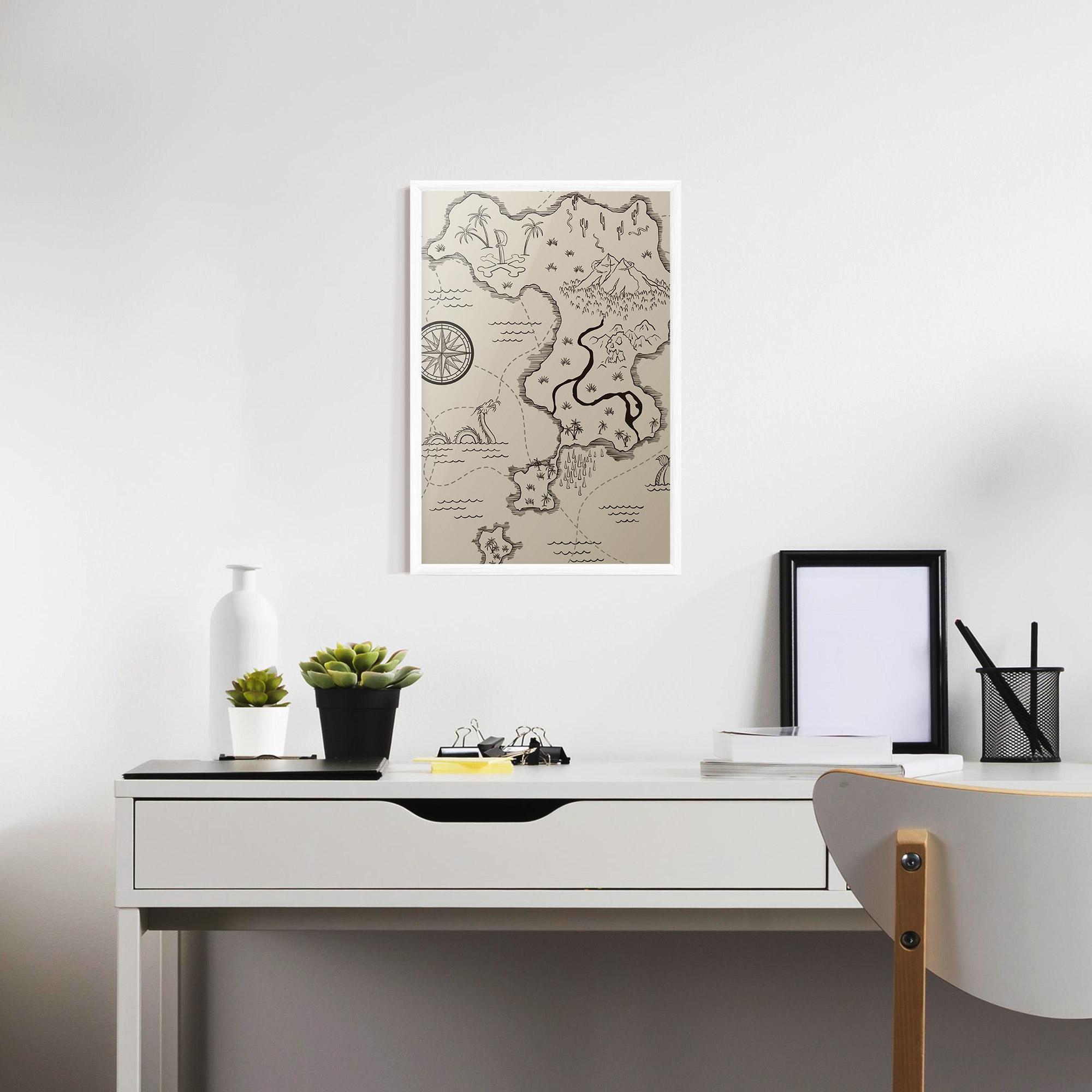 Gerahmte Poster Cream Island Map mockup 7