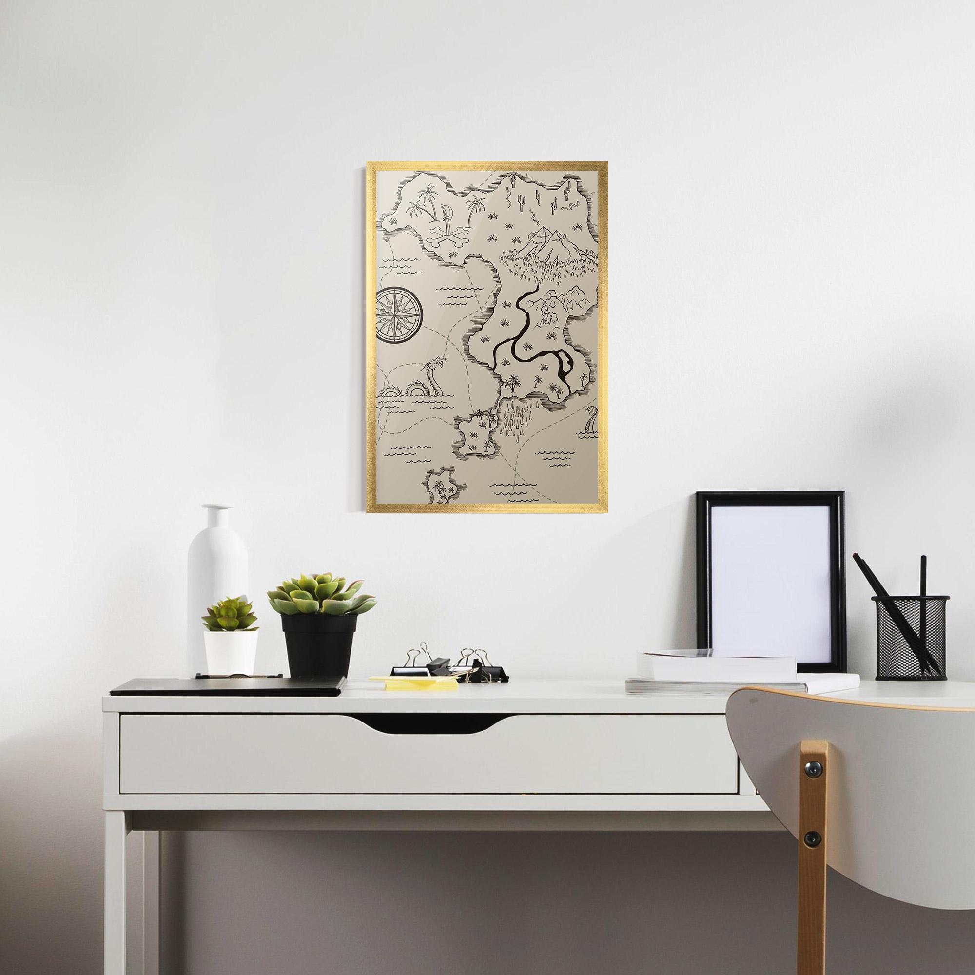 Gerahmte Poster Cream Island Map mockup 7