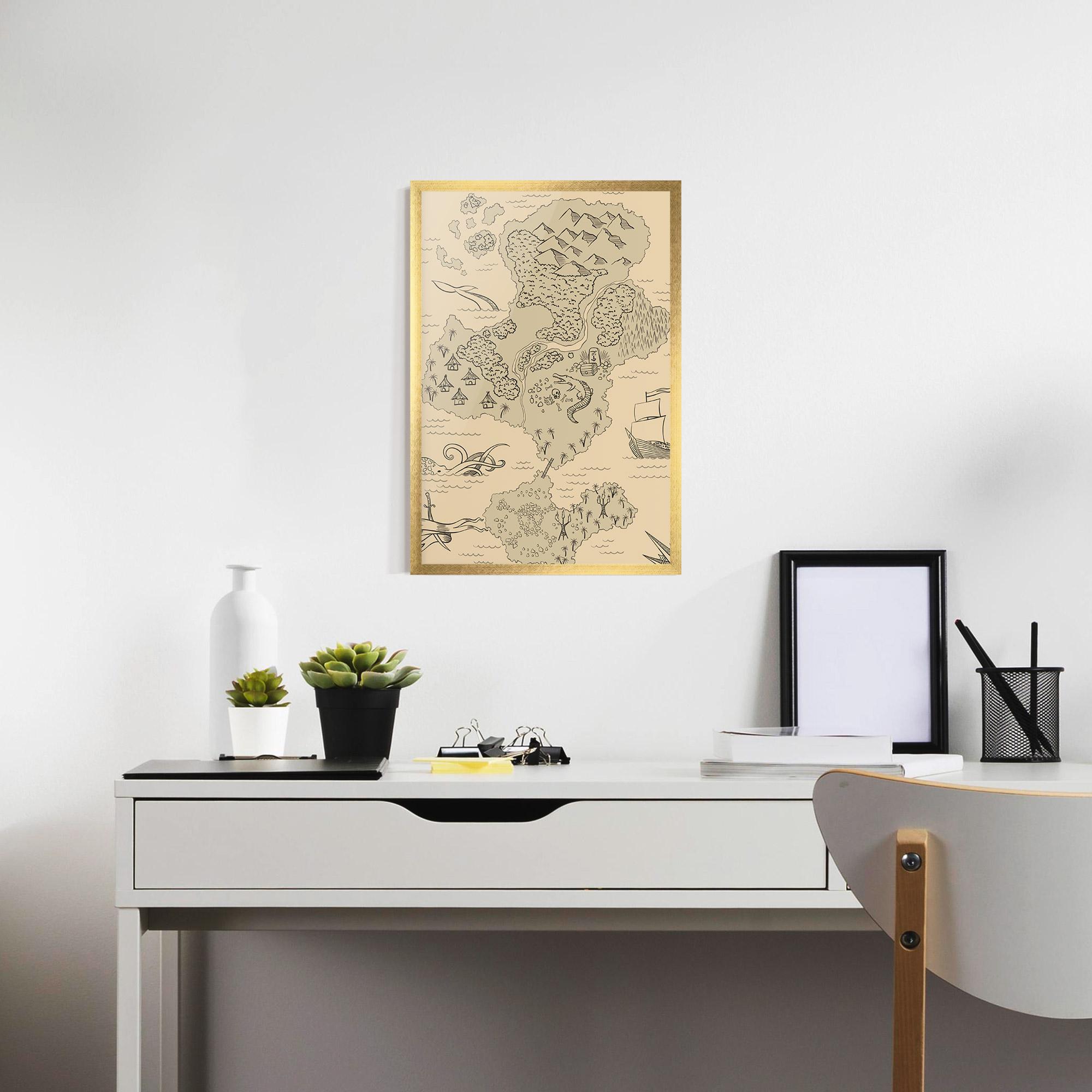 Gerahmte Poster Island Old Map mockup 7