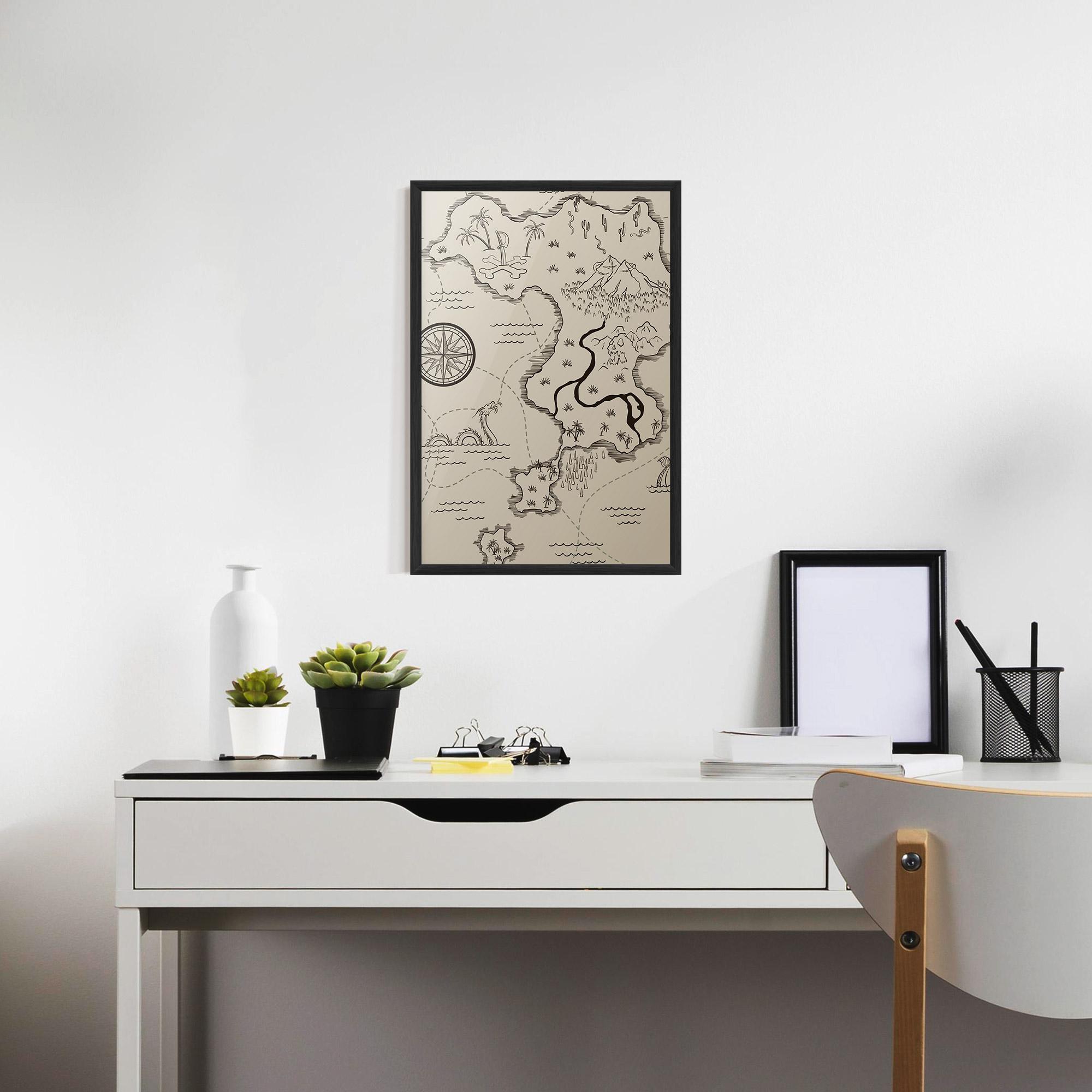Gerahmte Poster Cream Island Map mockup 7