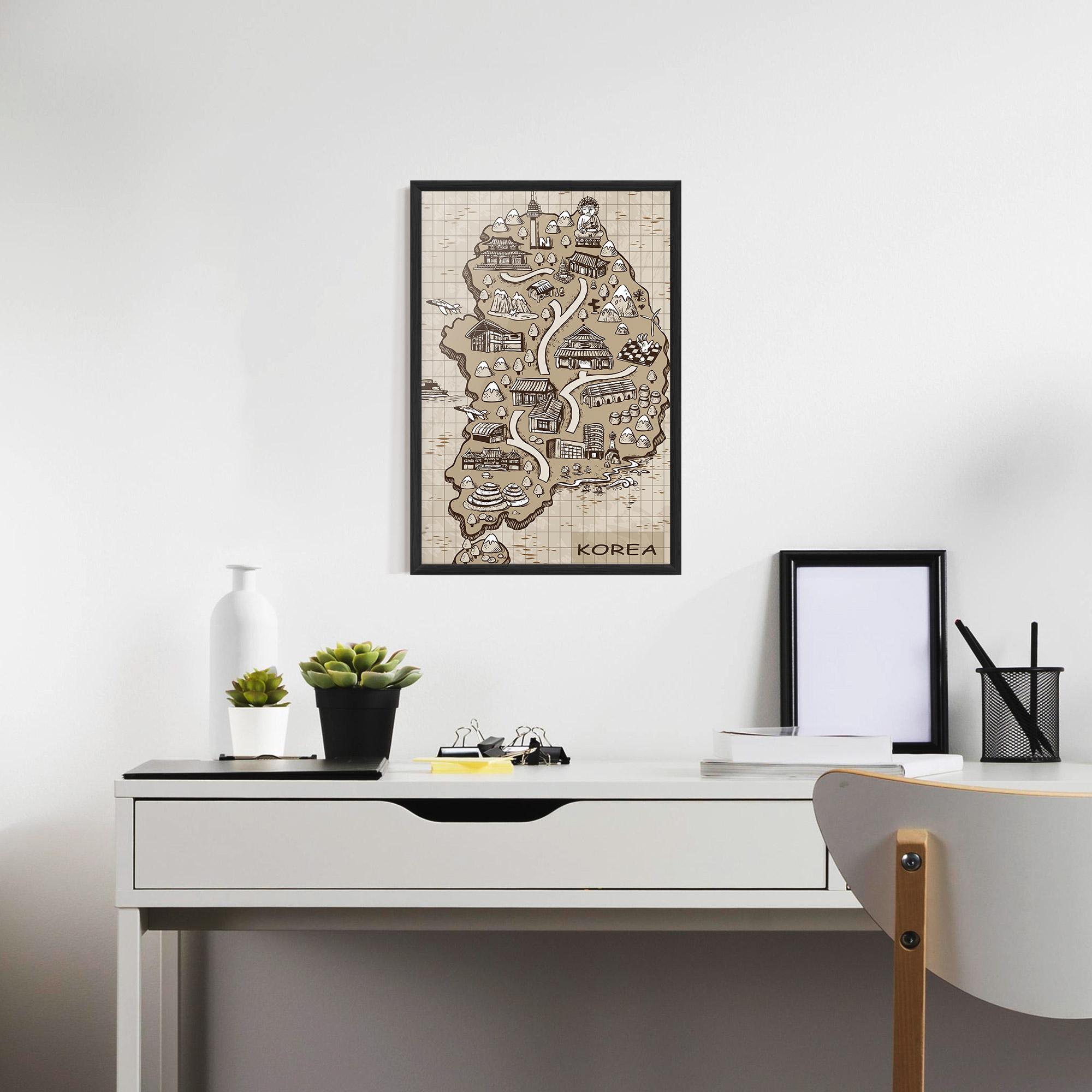Gerahmte Poster Old Korea Map mockup 7