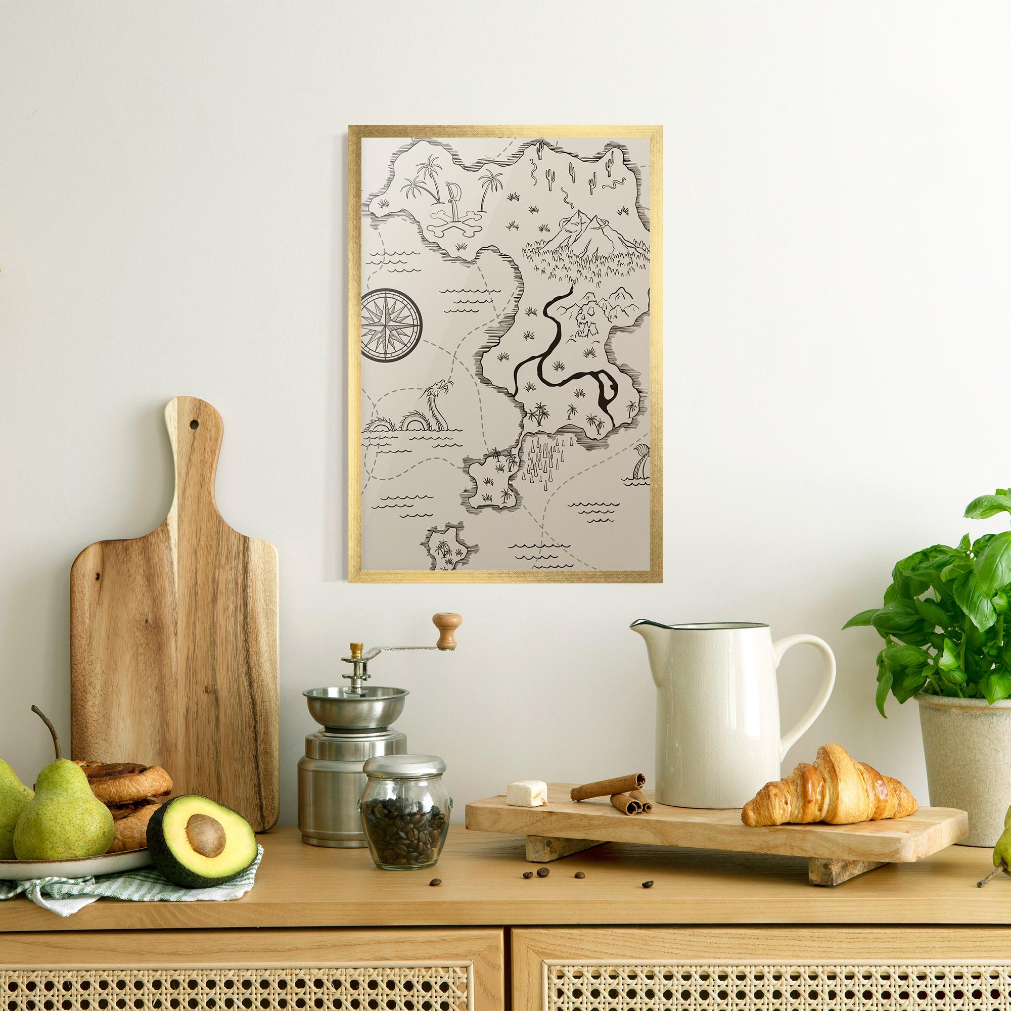 Gerahmte Poster Cream Island Map mockup 8