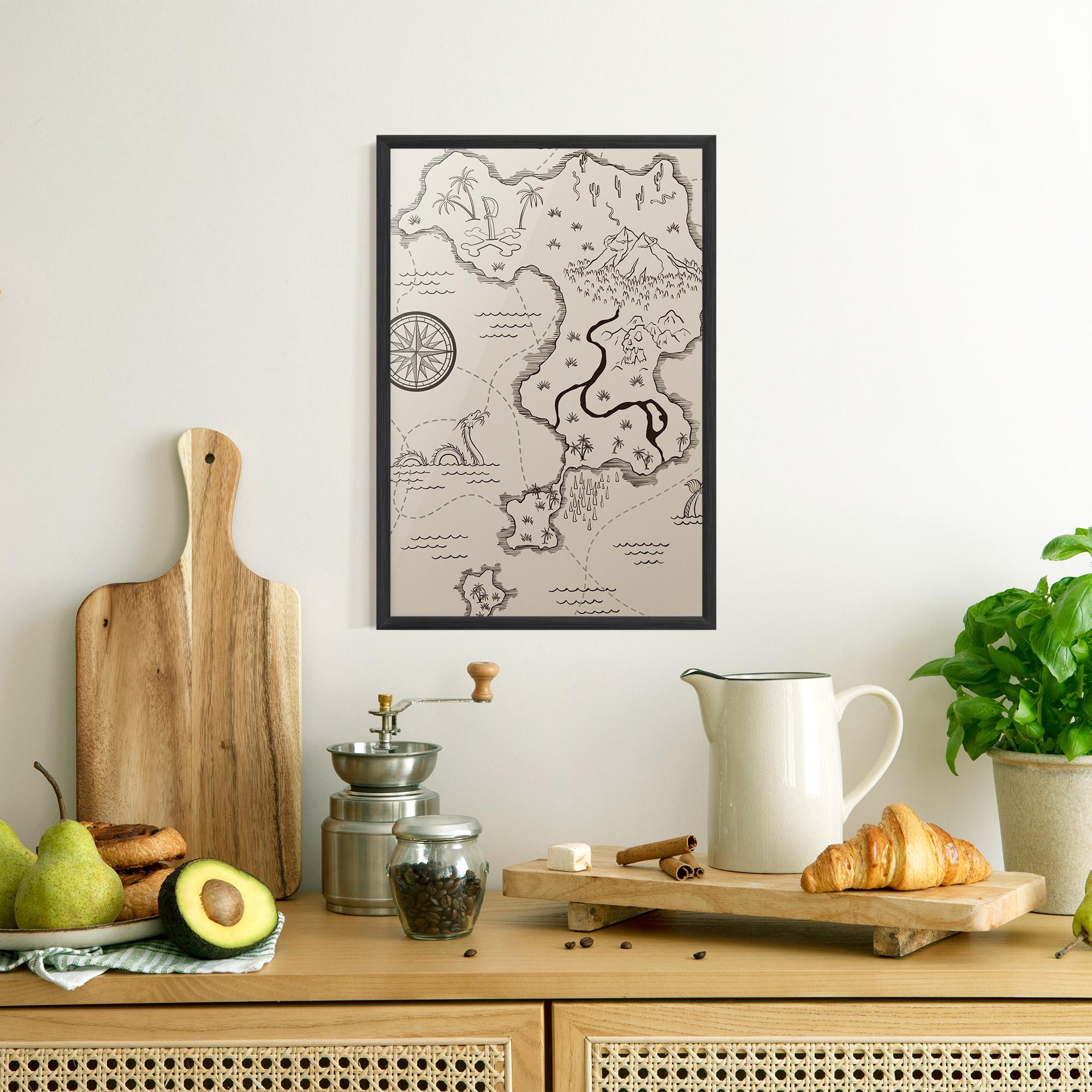 Gerahmte Poster Cream Island Map mockup 8
