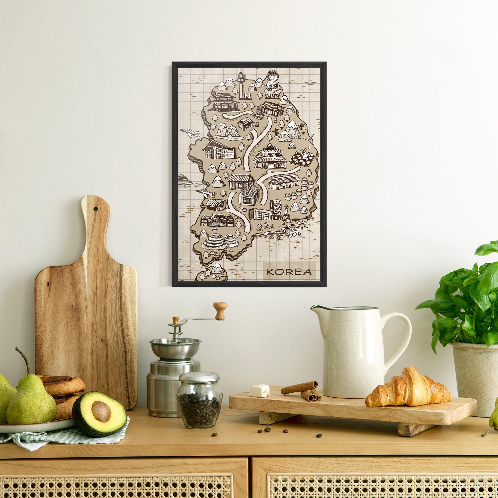 Gerahmte Poster Old Korea Map mockup 8