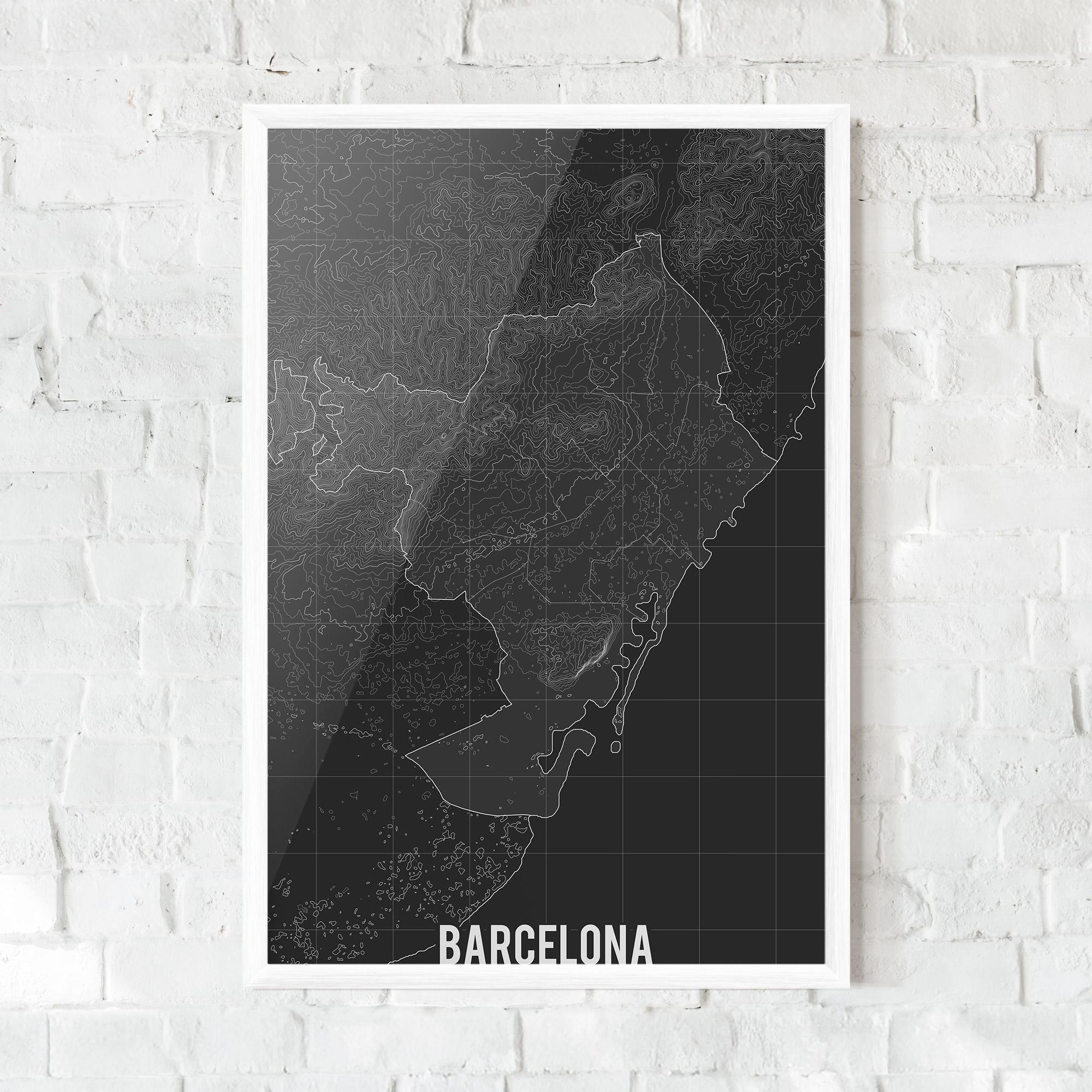 Gerahmte Poster Barcelona Grey Map mockup 0