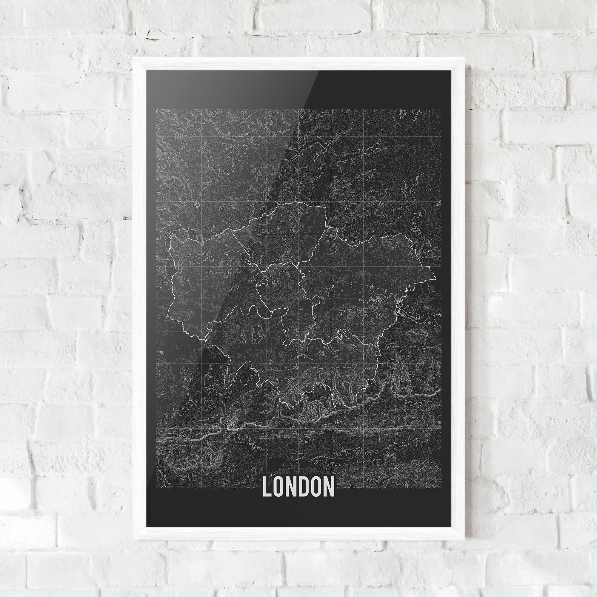 Gerahmte Poster London Grey Map mockup 0