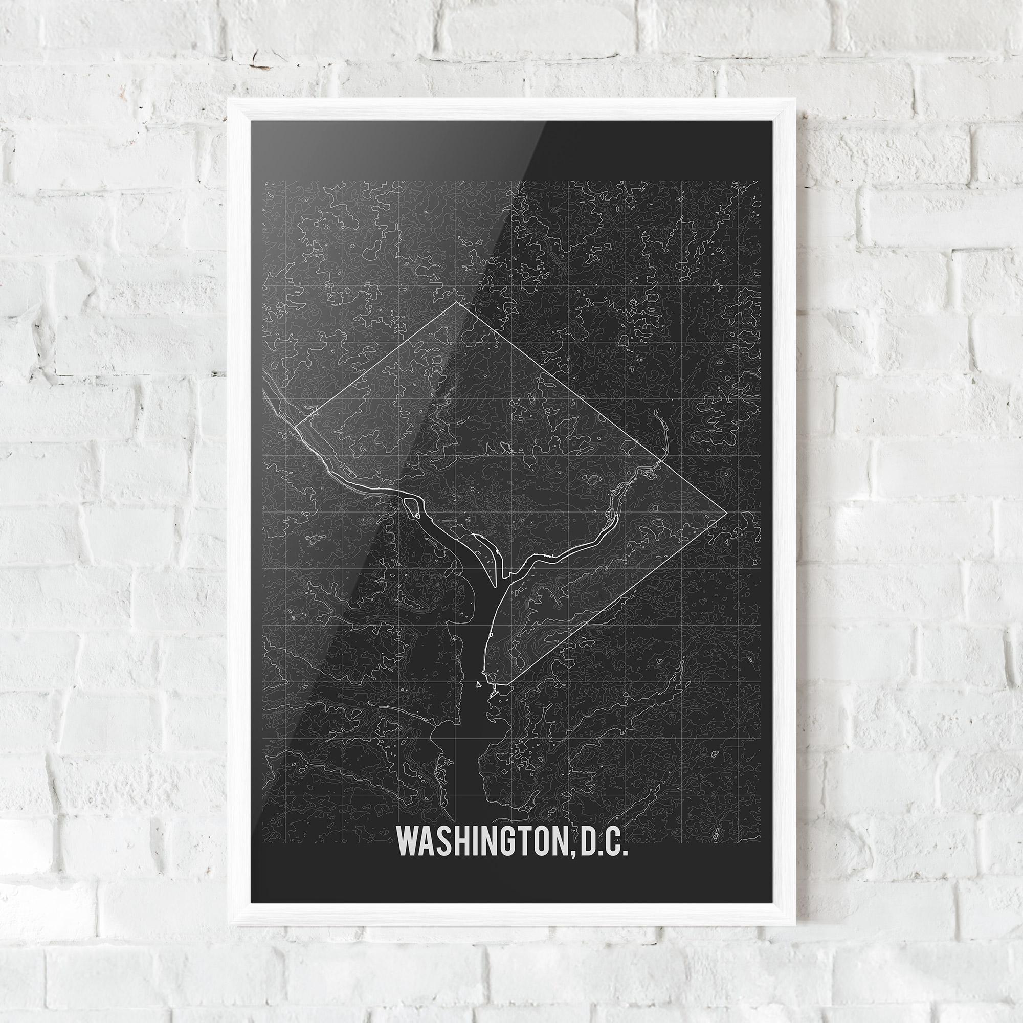 Gerahmte Poster Washington Grey Map mockup 0