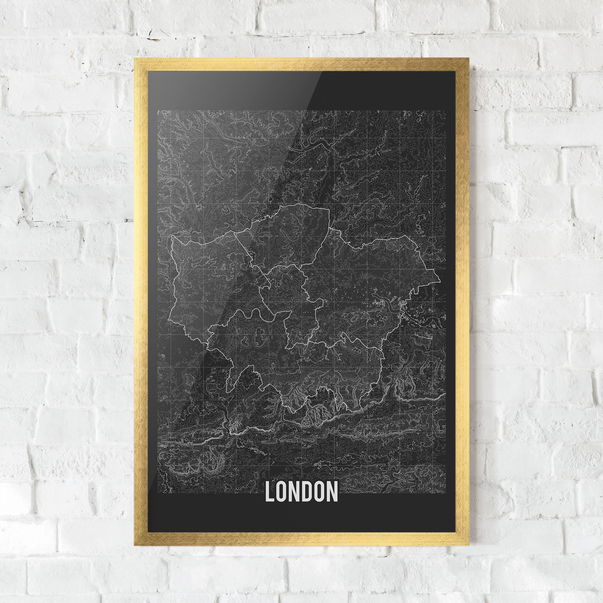 Gerahmte Poster London Grey Map mockup 0