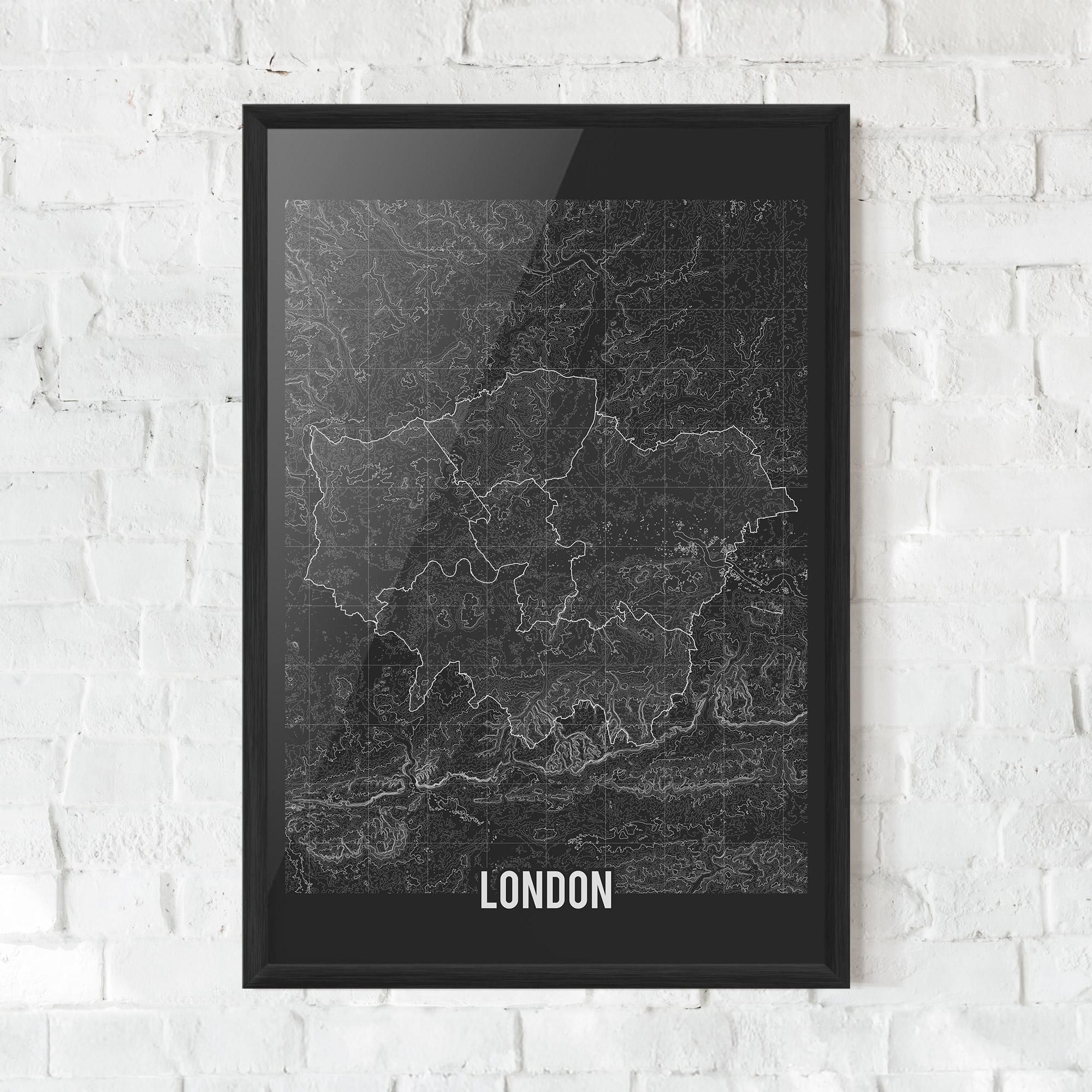 Gerahmte Poster London Grey Map mockup 0