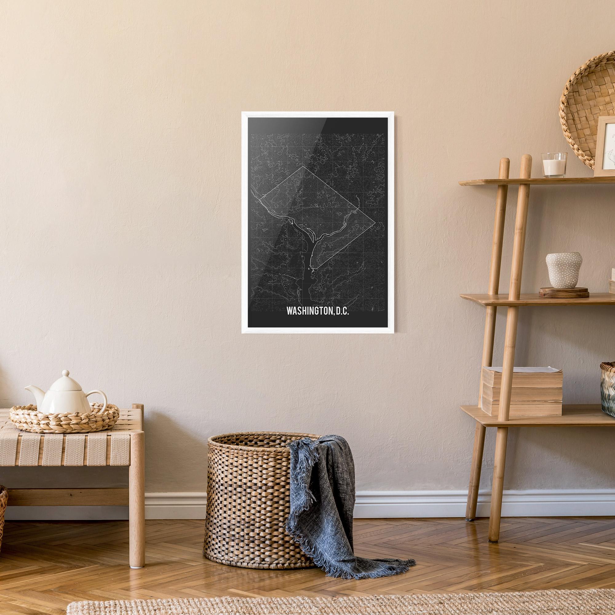 Gerahmte Poster Washington Grey Map mockup 9