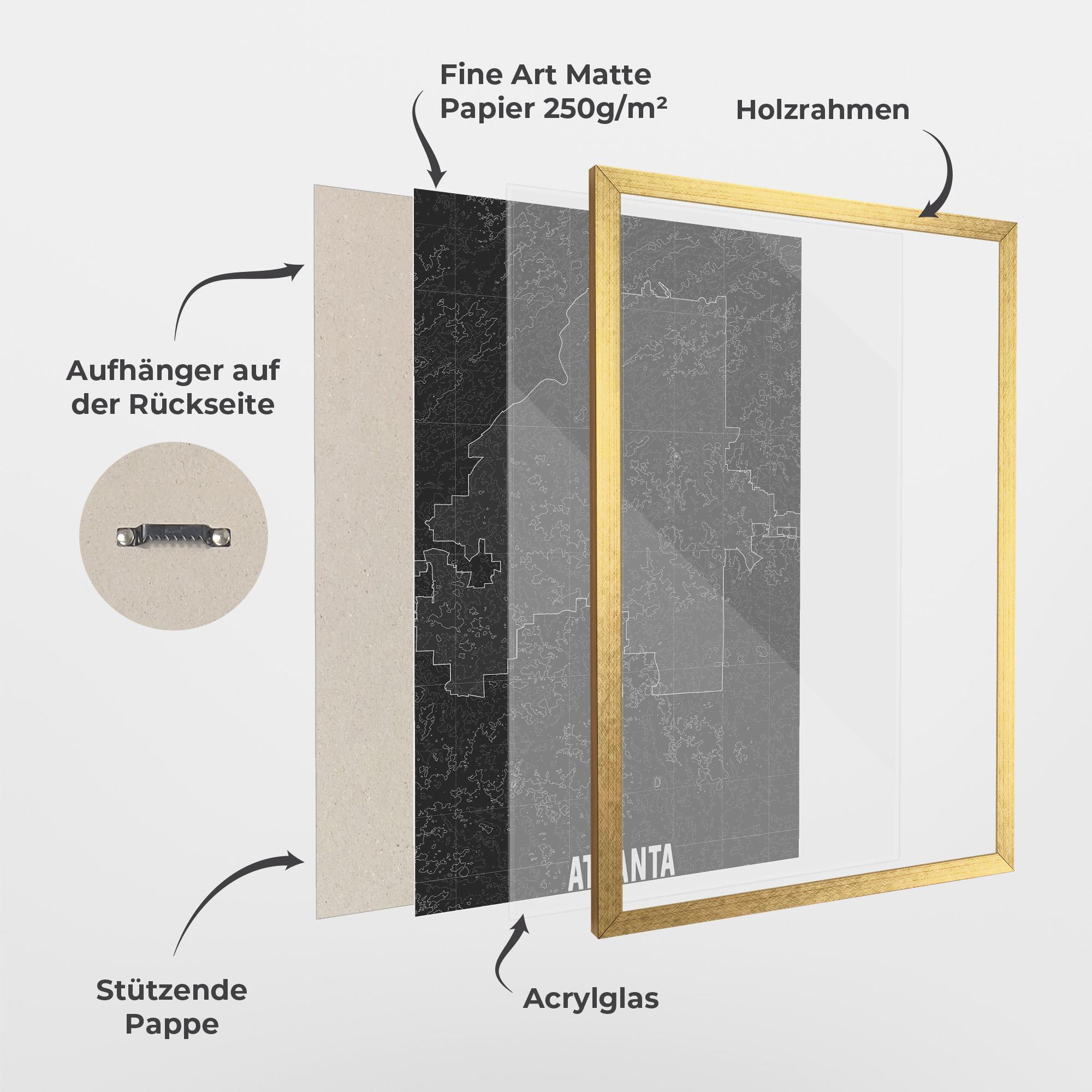 Gerahmte Poster Atlana Grey Map mockup 1