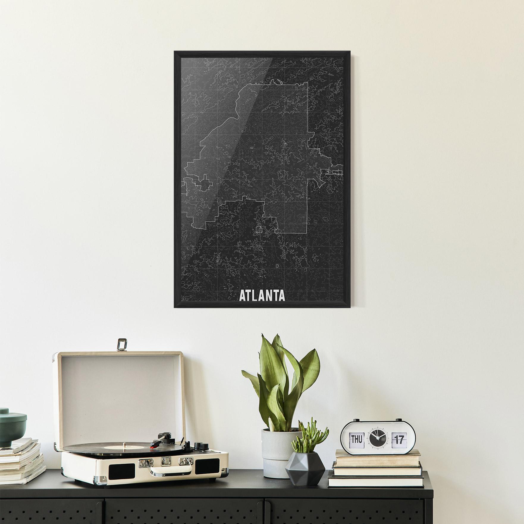 Gerahmte Poster Atlana Grey Map mockup 2