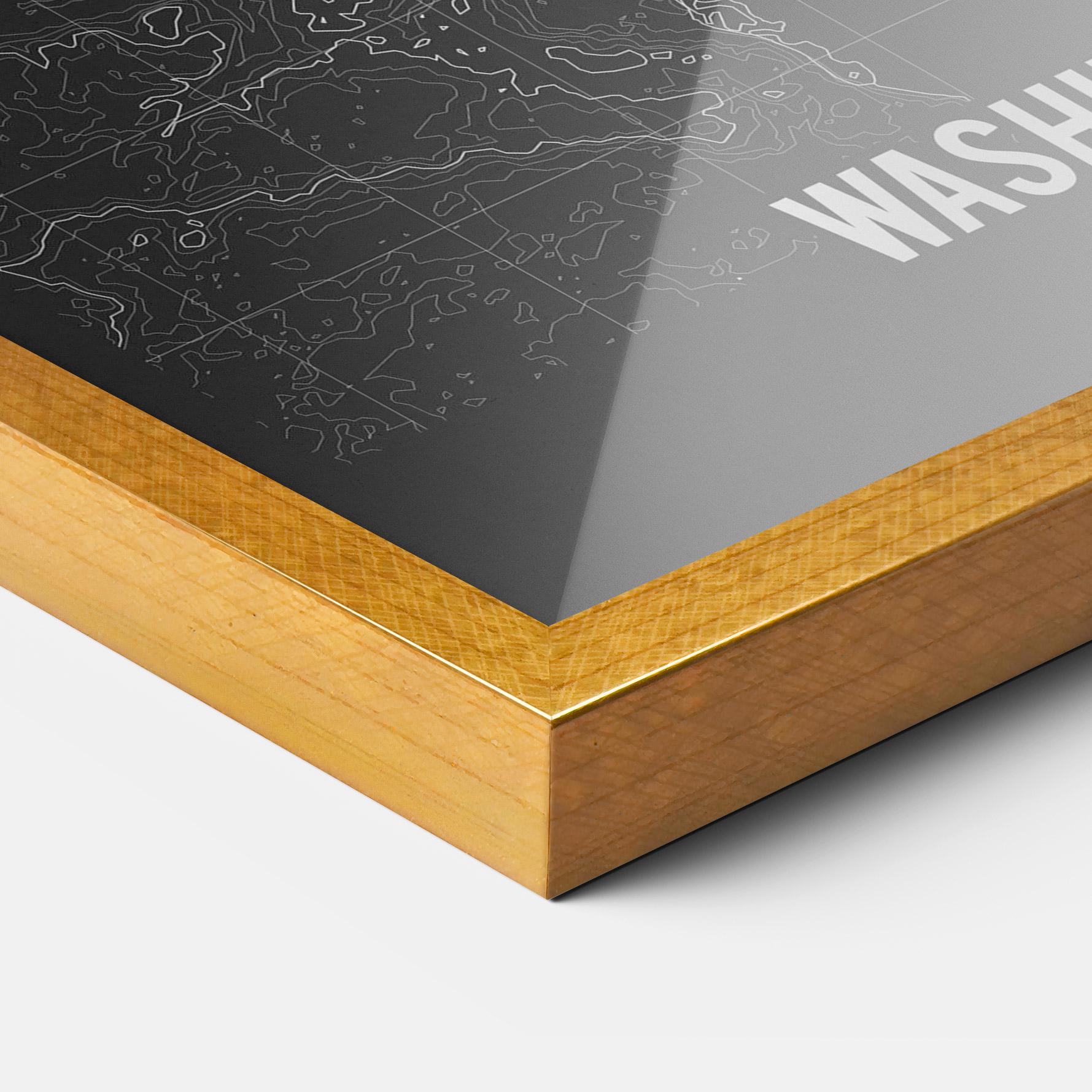 Gerahmte Poster Washington Grey Map mockup 3