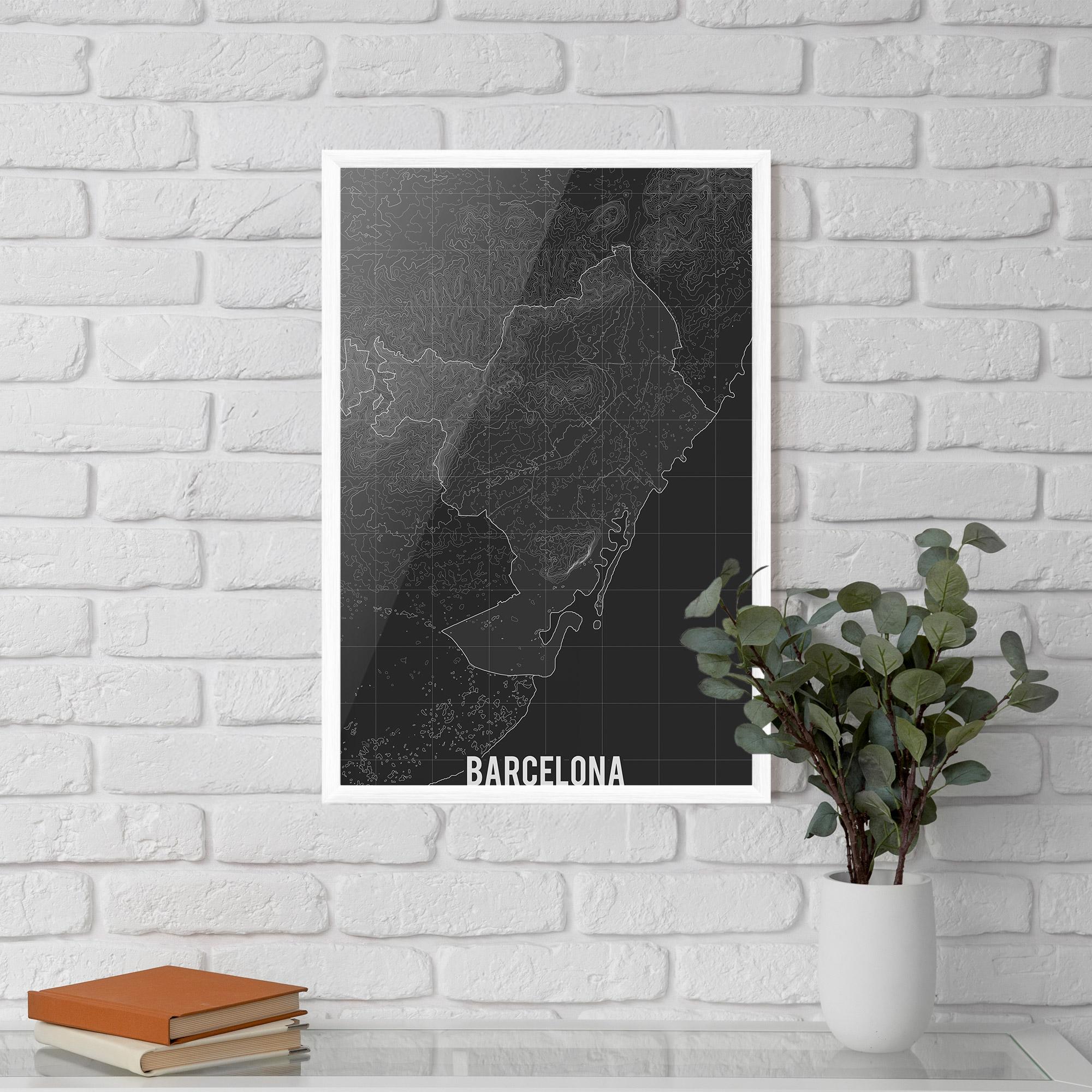 Gerahmte Poster Barcelona Grey Map mockup 5