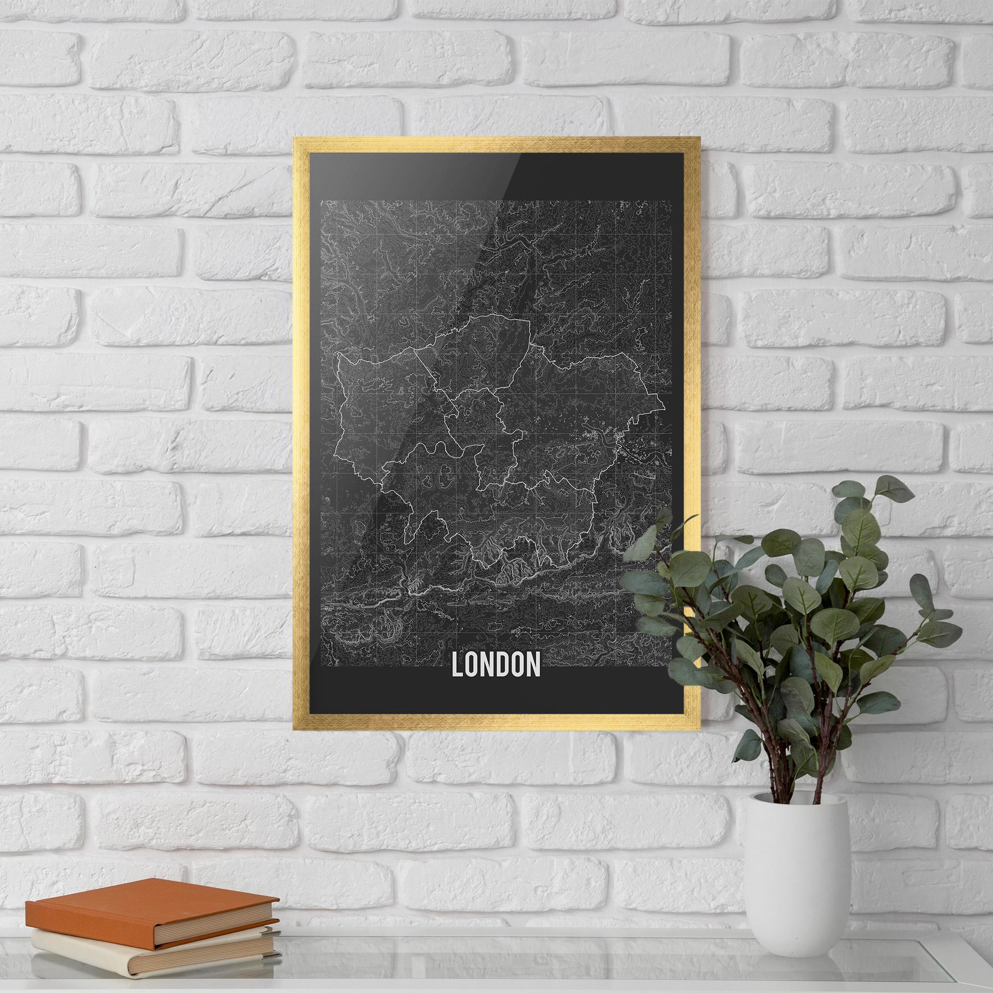 Gerahmte Poster London Grey Map mockup 5