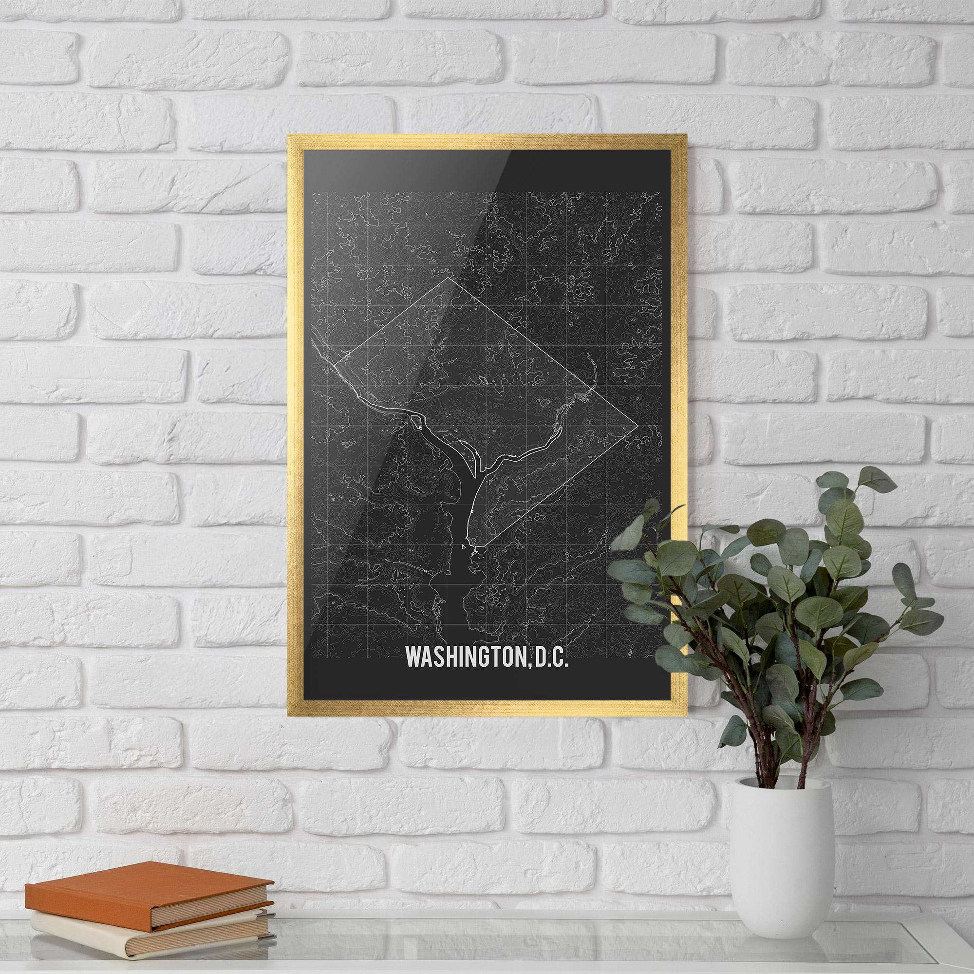 Gerahmte Poster Washington Grey Map mockup 5