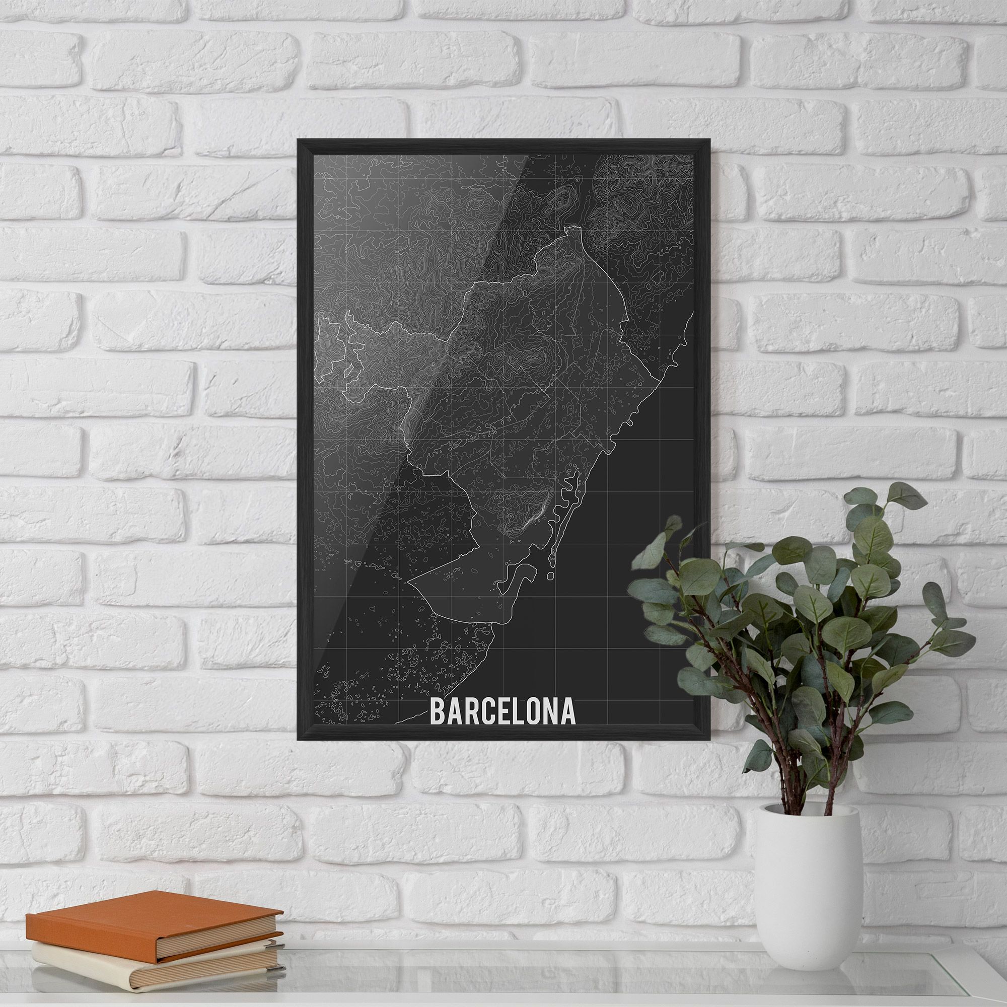 Barcelona Grey Map mockup 5