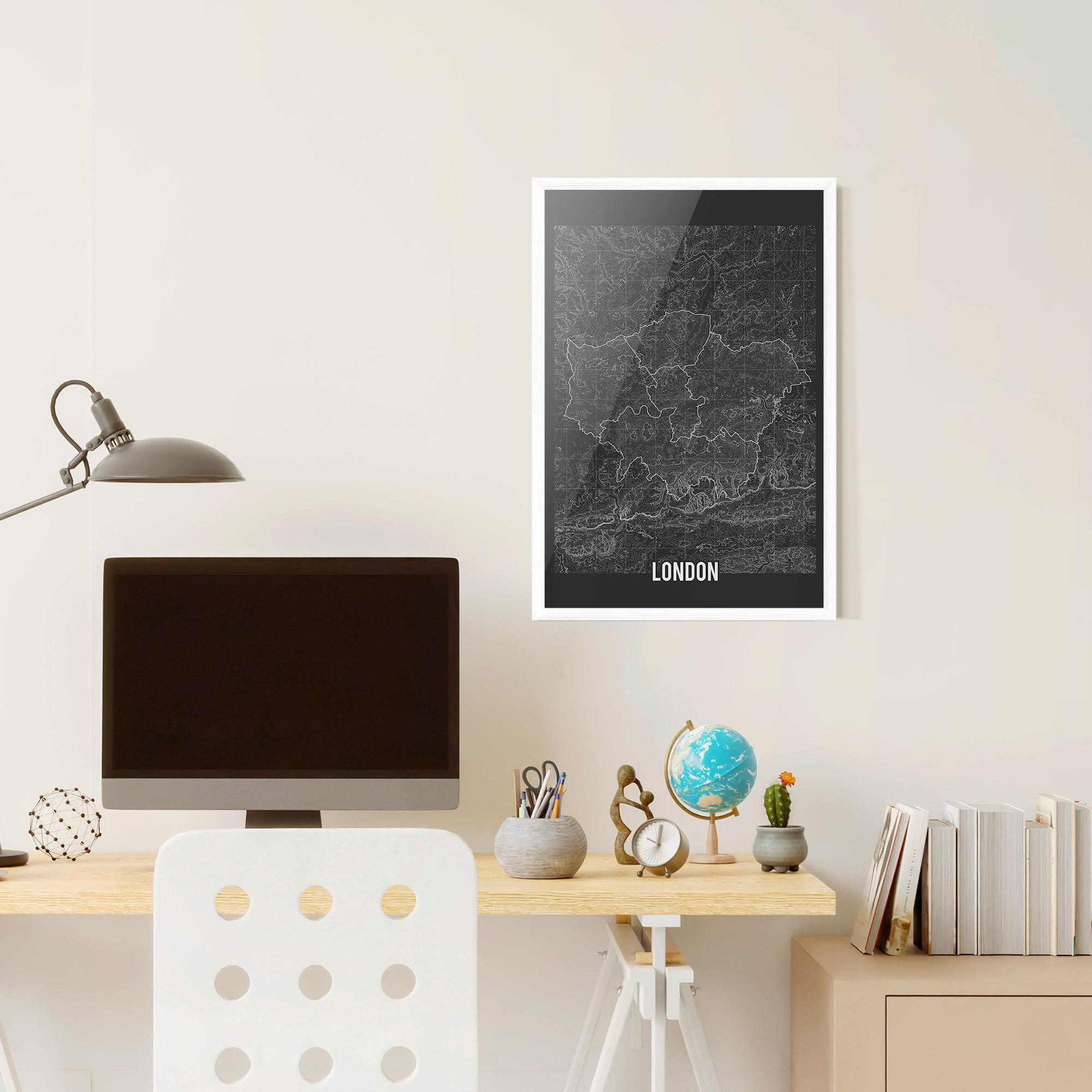 Gerahmte Poster London Grey Map mockup 6