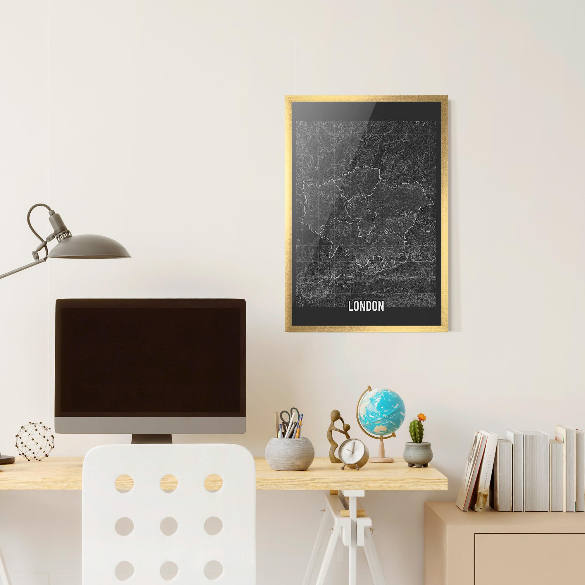 Gerahmte Poster London Grey Map mockup 6