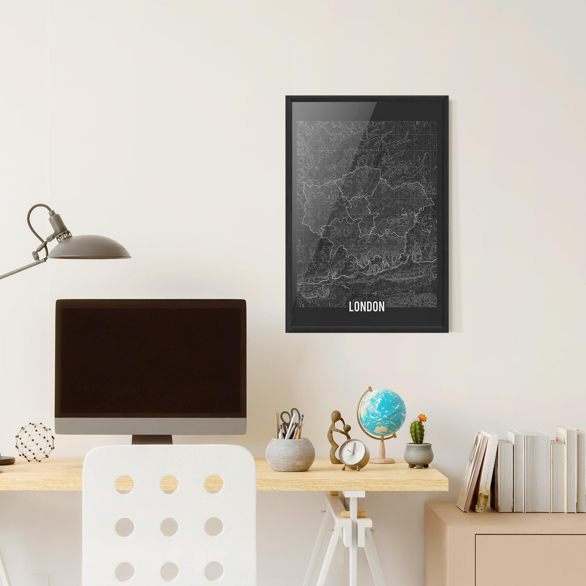 Gerahmte Poster London Grey Map mockup 6