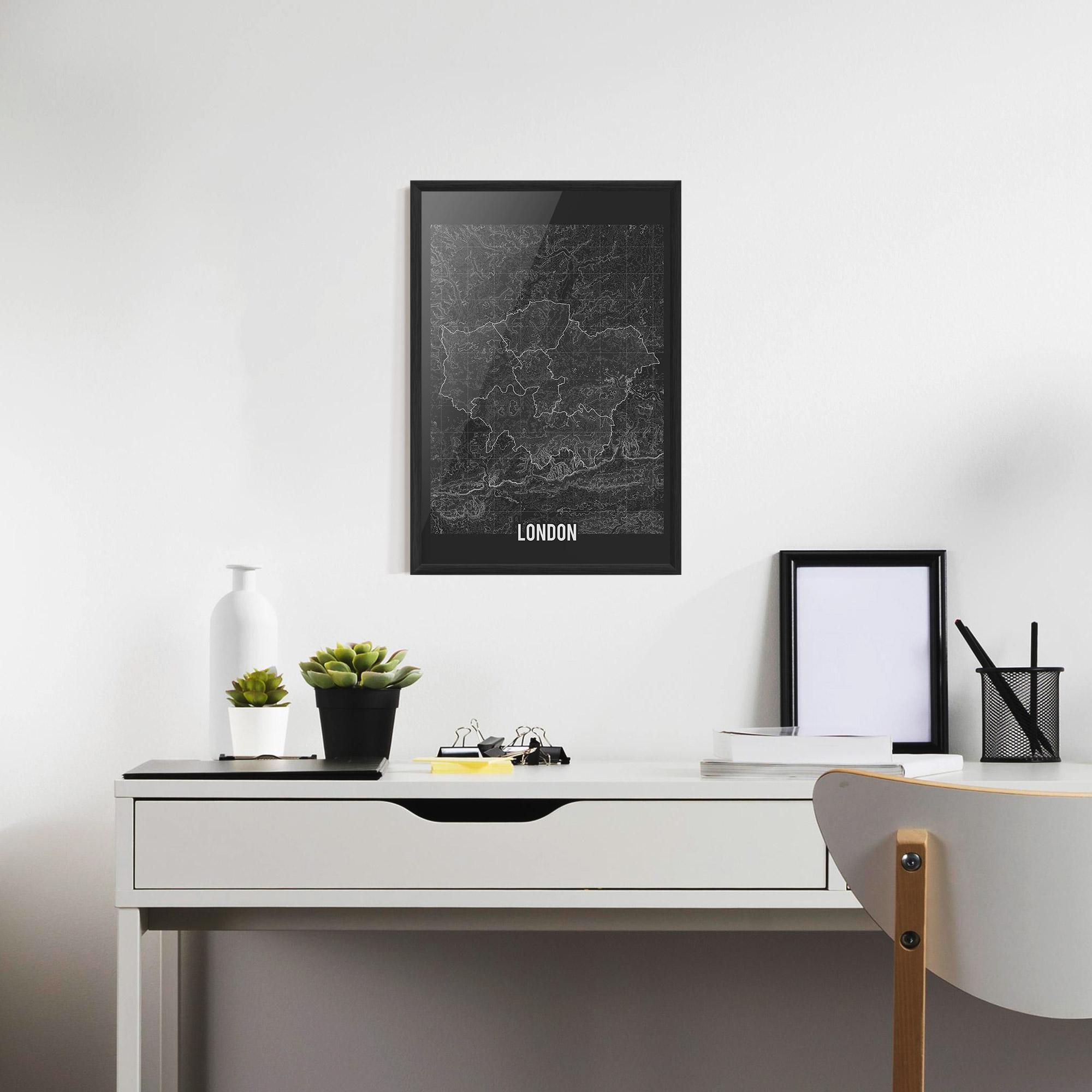 Gerahmte Poster London Grey Map mockup 7