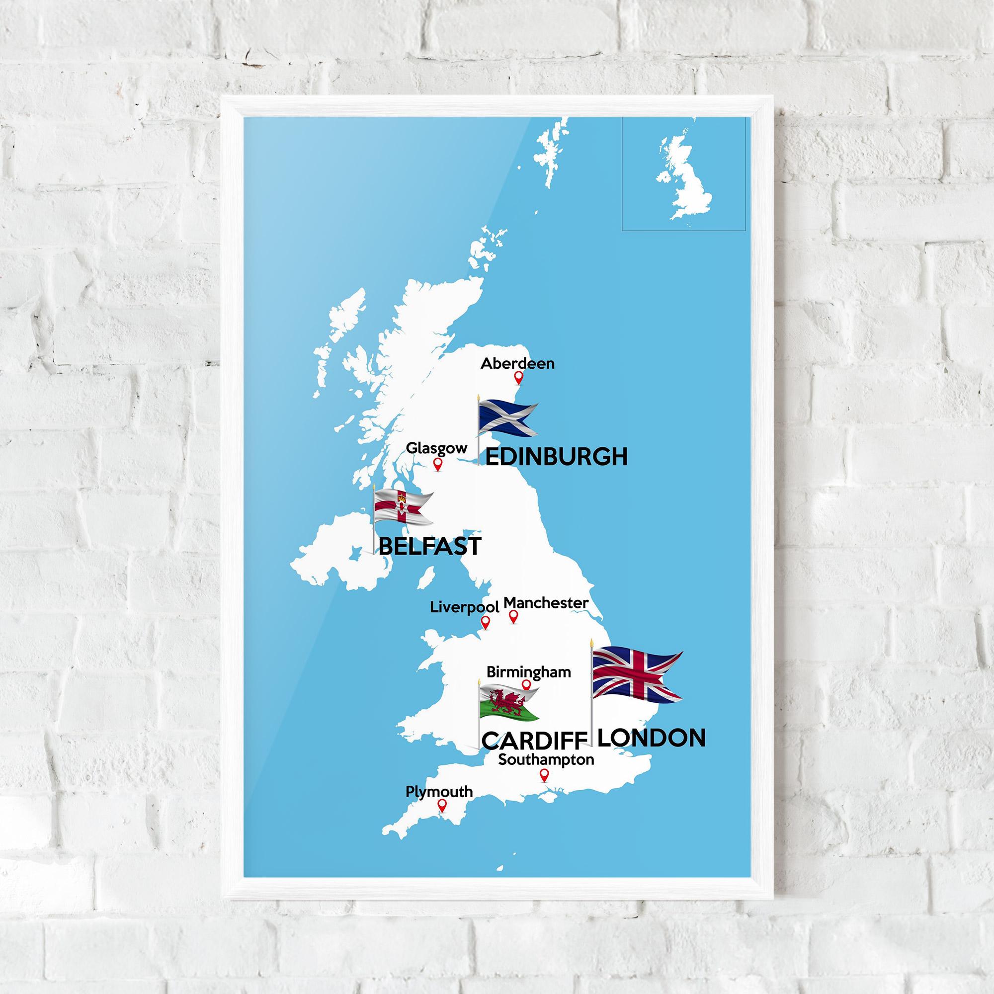 Gerahmte Poster England Map mockup 0