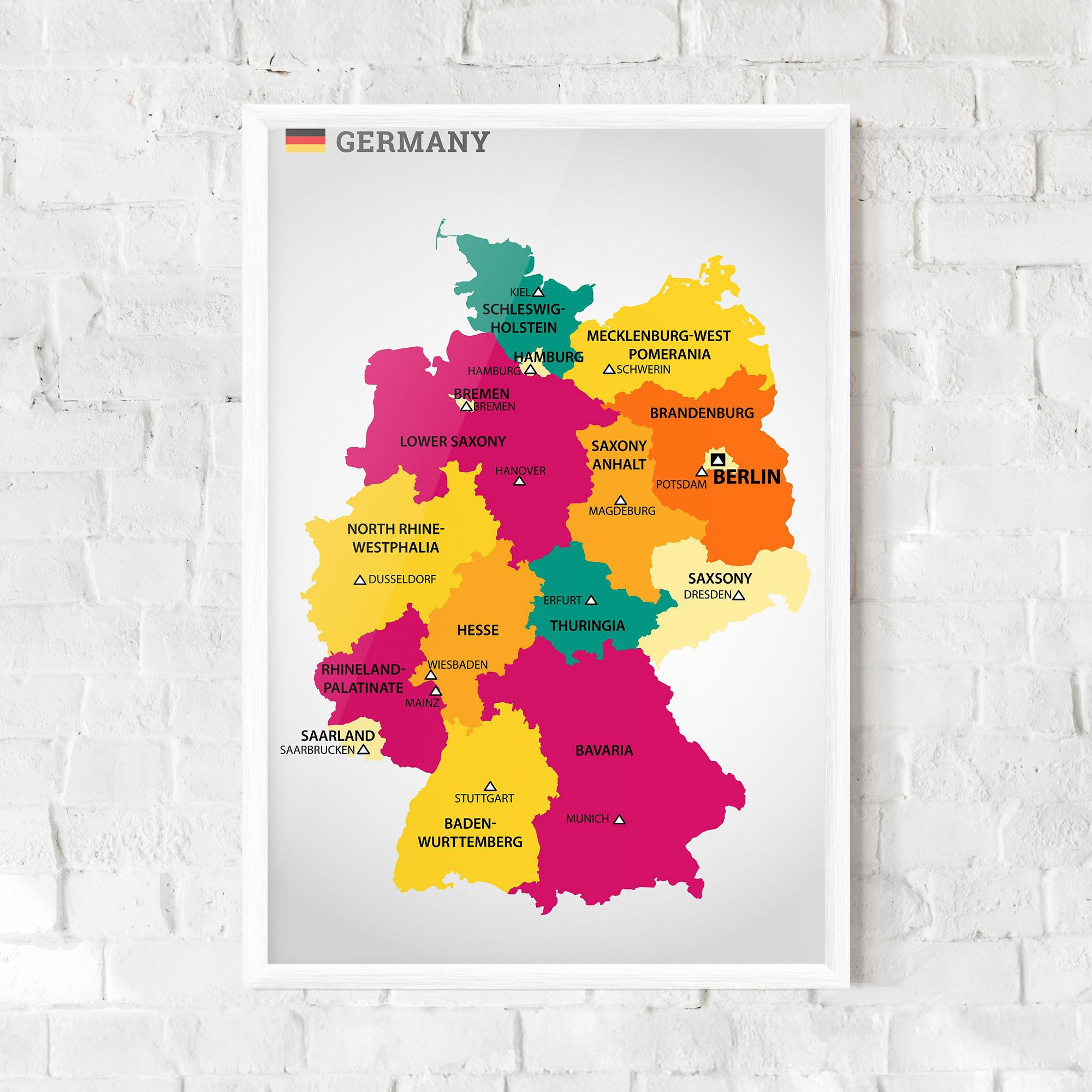 Gerahmte Poster Germany Color Map mockup 0