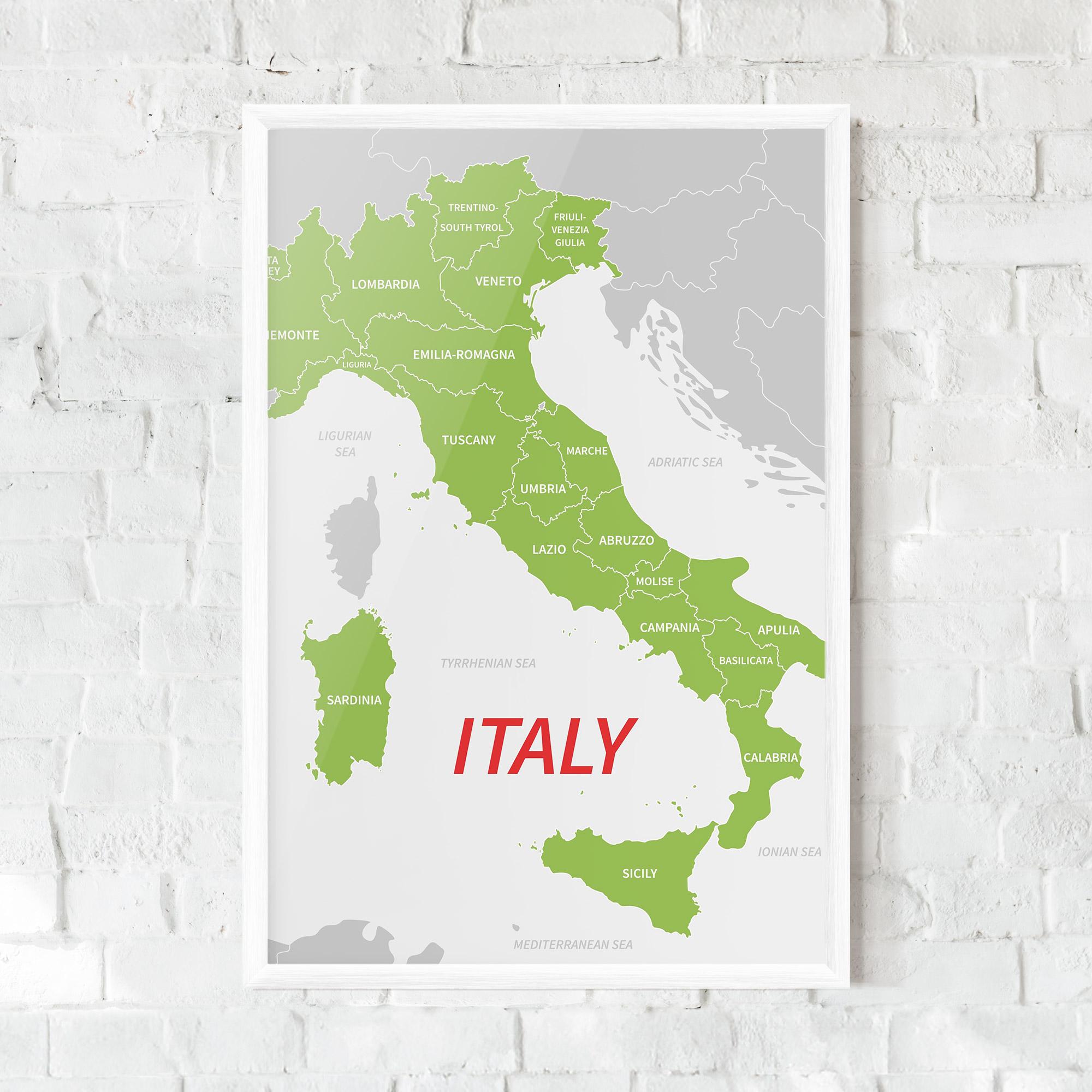 Gerahmte Poster Italy Green Map mockup 0